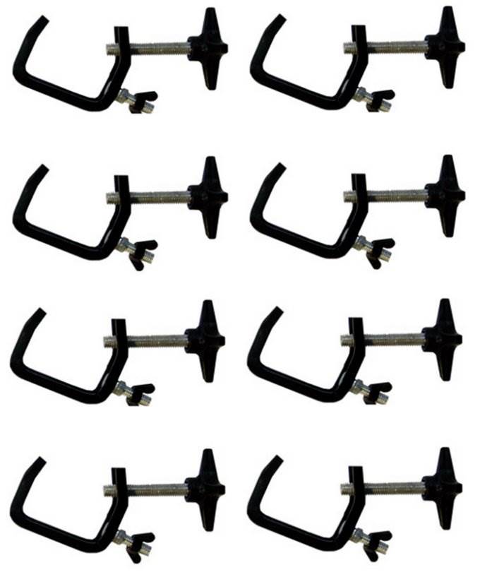 8) CHAUVET CLP-03 Standard 6" C-Clamps DJ Truss Light Mounting | 44 lbs Capacity