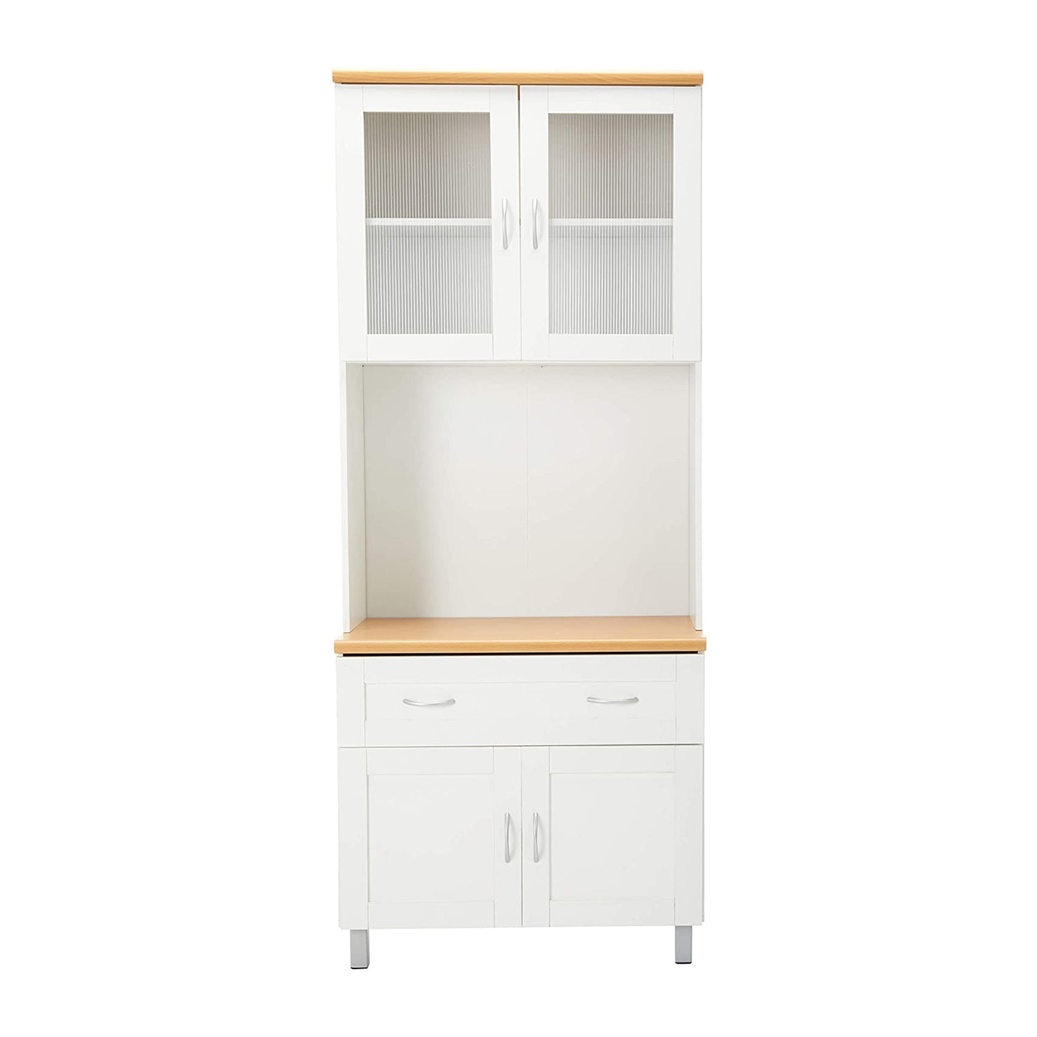 Hodedah Kitchen China Cabinet w/Transparent Doors, 4 Shelves, White (For Parts)
