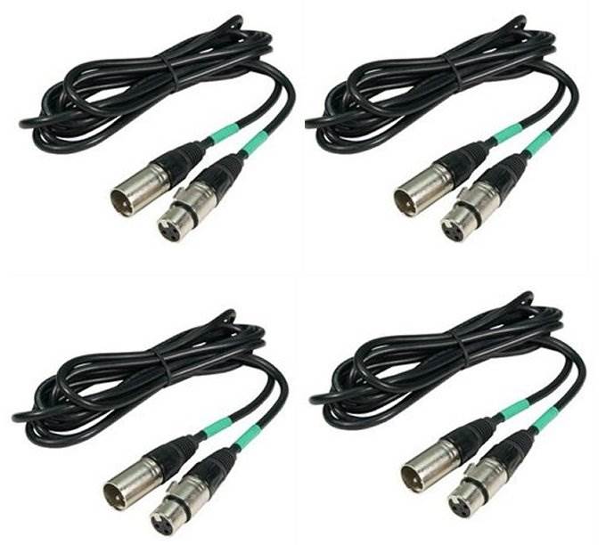 (4) CHAUVET 10 Foot Male to Female 3 Pin DMX Lighting Effect Cables | DMX3P10FT