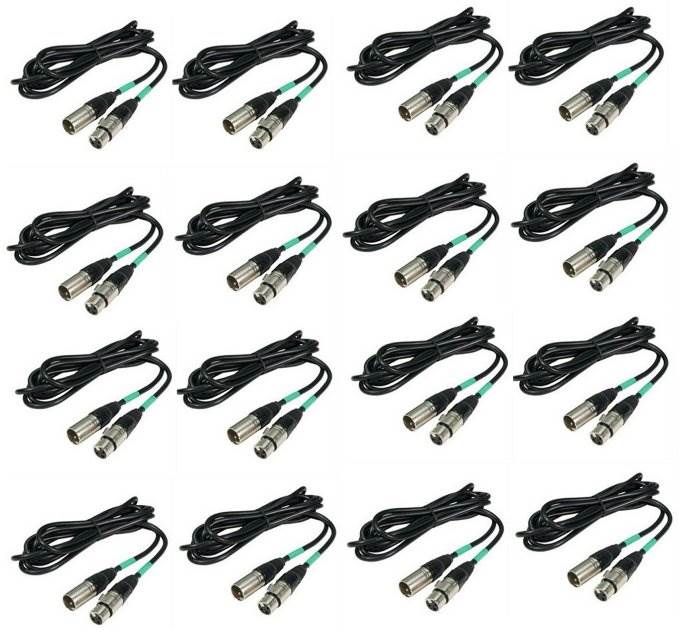 (16) CHAUVET 10 Foot Male to Female 3 Pin DMX Lighting Effect Cables | DMX3P10FT
