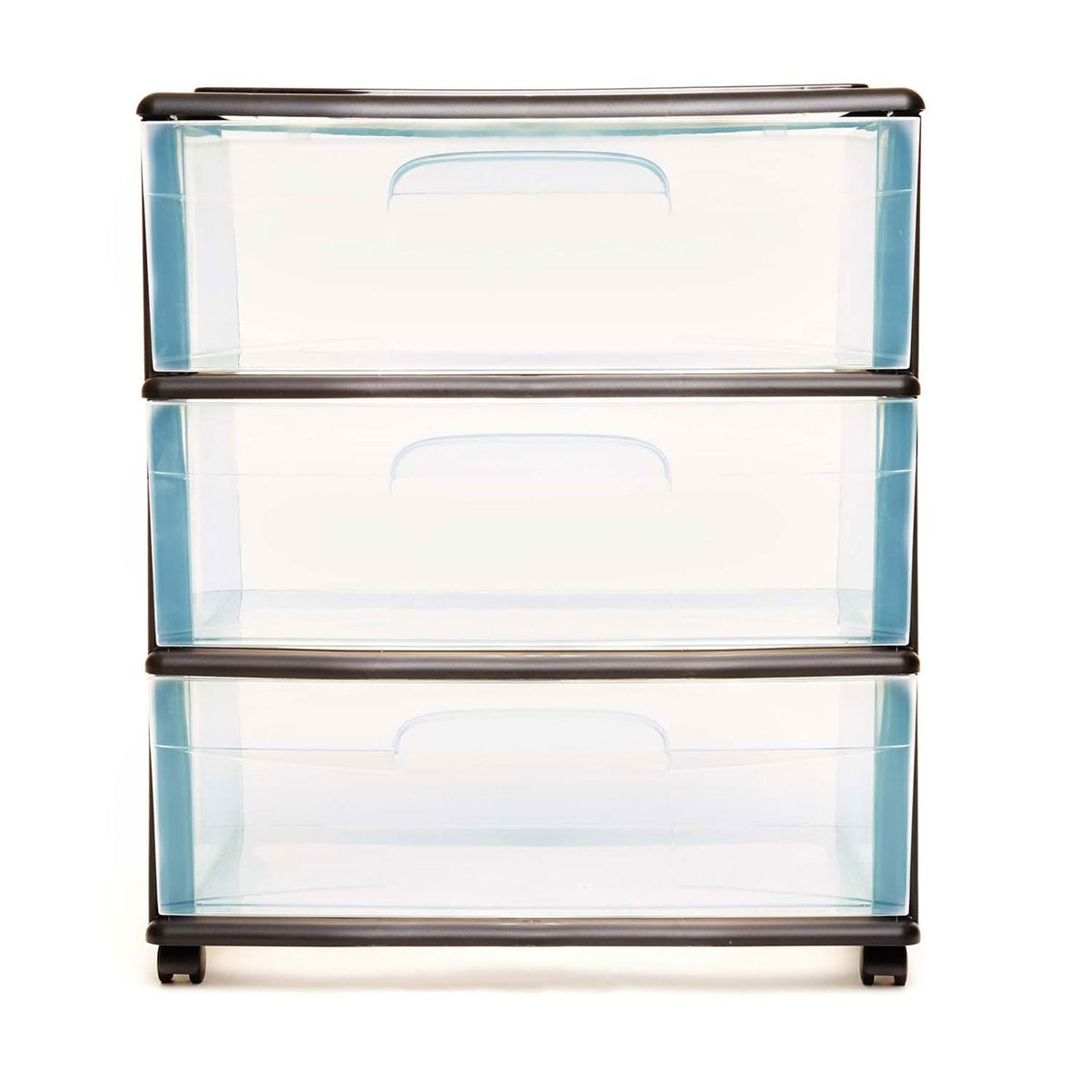 Homz Tall Plastic 3 Drawer Medium Storage Cart with Wheels, Black (Open Box)