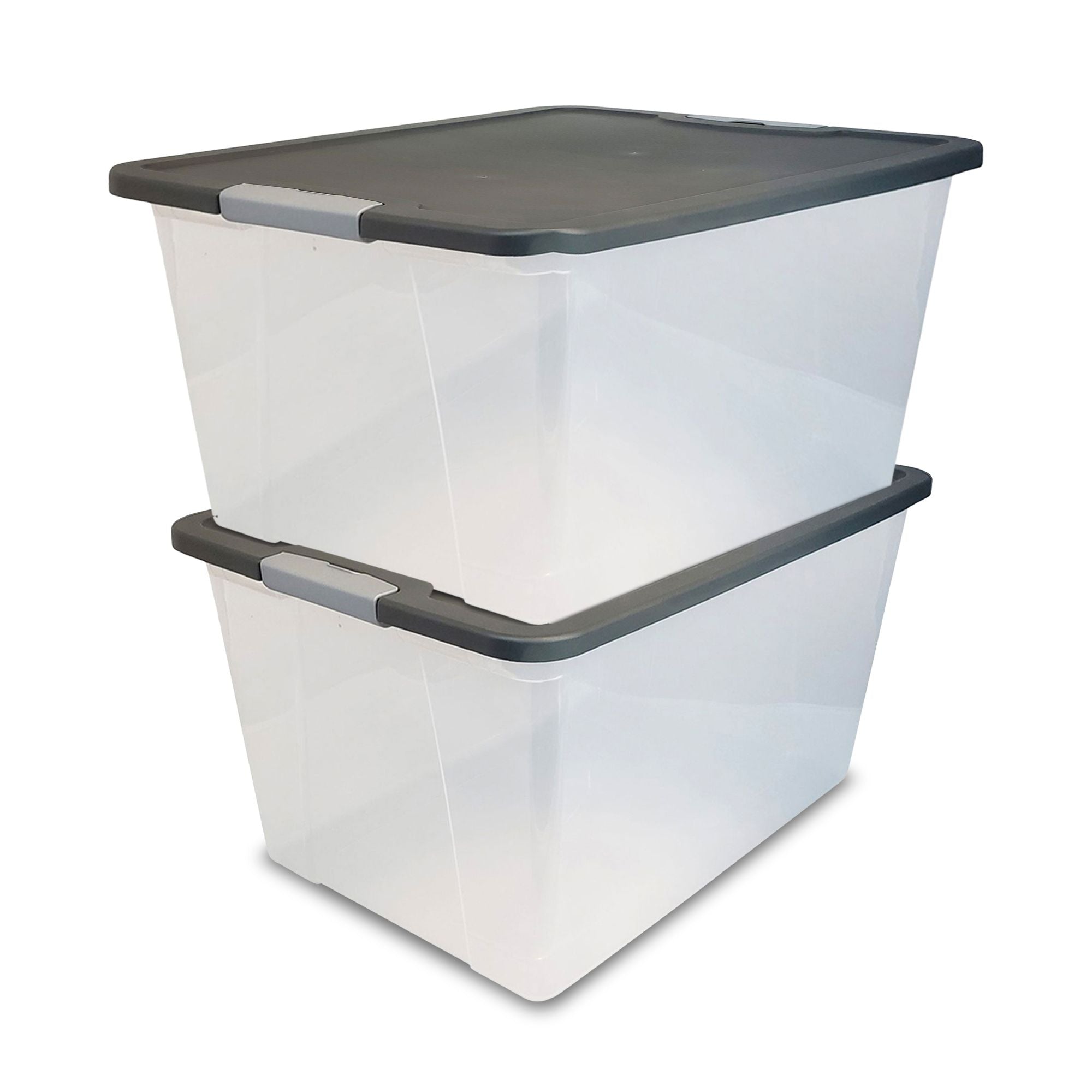 Homz 64 Qt Secure Latching Large Clear Plastic Storage Container Bin w/ Gray Lid (Damaged)