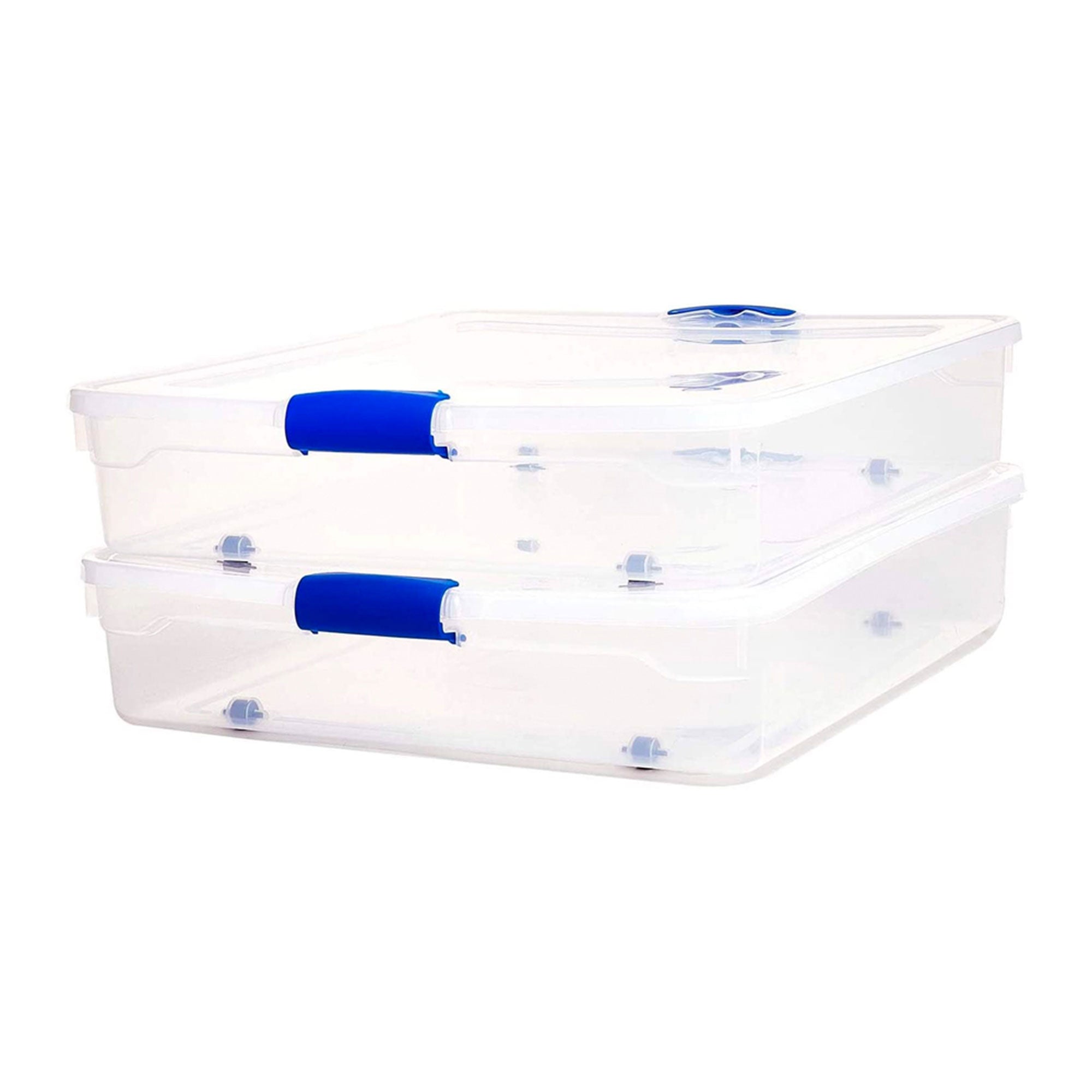 Homz 56 Quart Underbed Secure Latching Clear Plastic Storage Container, 4 Pack - VMInnovations