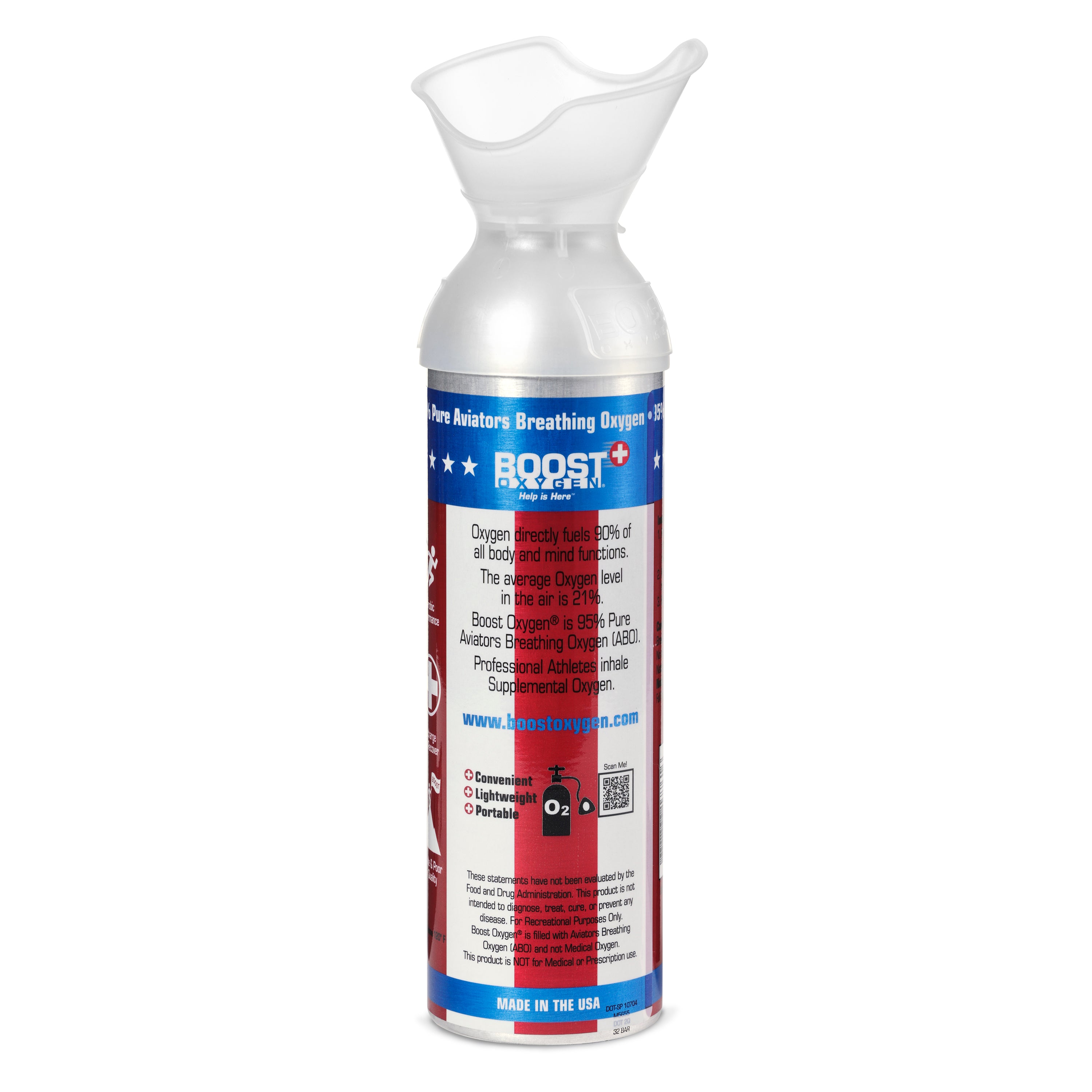 4 Pack 10L Boost Oxygen Stars and Stripes Pure Canned Oxygen Canister, Natural - VMInnovations