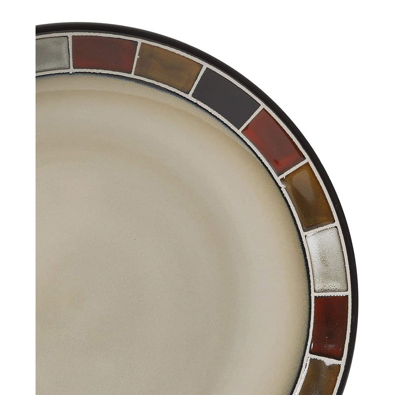 Gibson Elite Casa Roja 16 Piece Plates, Bowls, & Mugs Dinnerware Set, Cream/Red