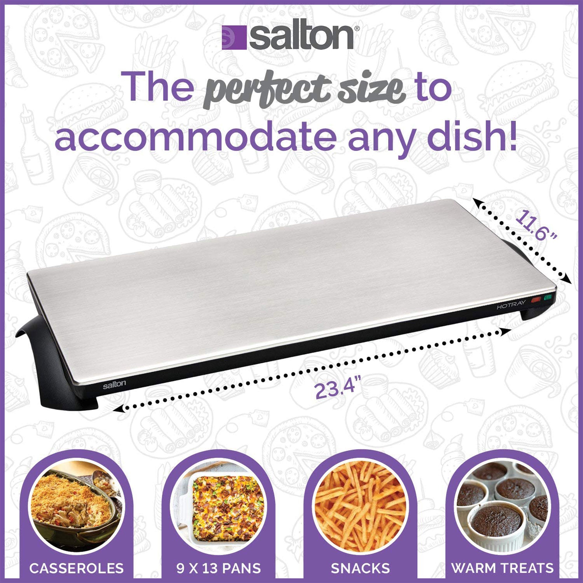 Salton TWT40 Cordless Serving Tray, Large, Stainless Steel/Black (For Parts)