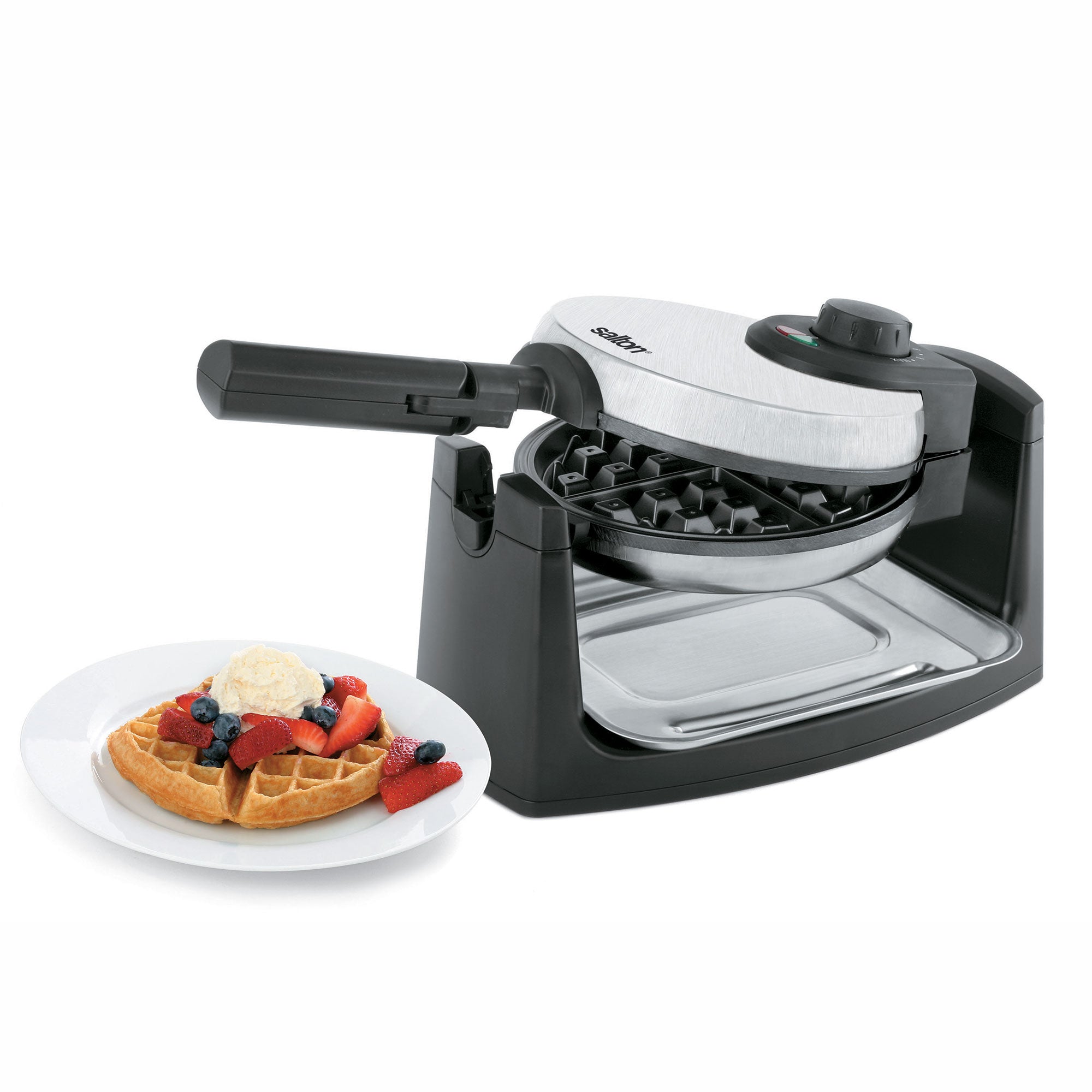 Salton WM1082 Countertop Rotary Belgian Waffle Maker, Stainless Steel/Black