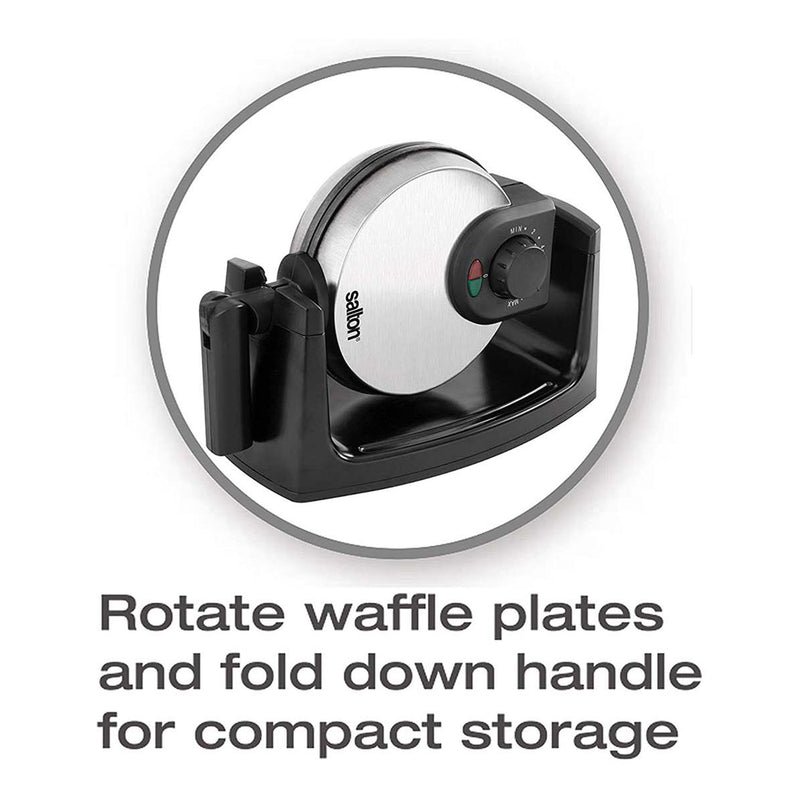 Salton WM1082 Countertop Rotary Belgian Waffle Maker, Stainless Steel/Black