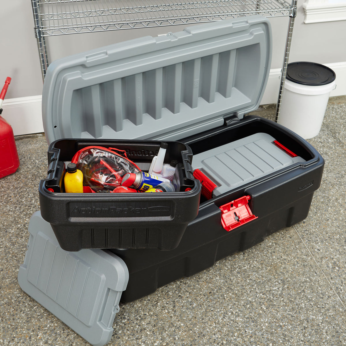 Rubbermaid 48 & 8 Gal Lockable Latch Storage Box Tote Bundle (Open Box) - VMInnovations