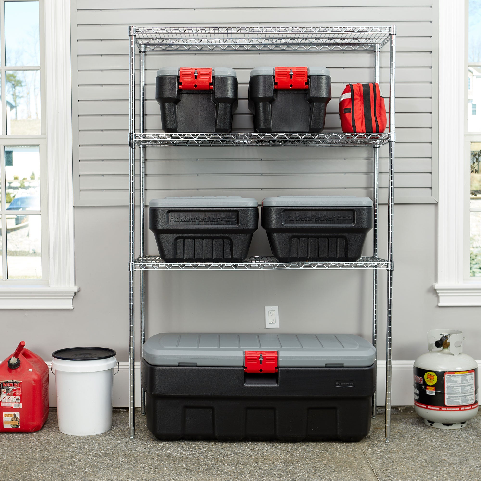 Rubbermaid 48 & 8 Gal Lockable Latch Storage Box Tote Bundle (Open Box) - VMInnovations