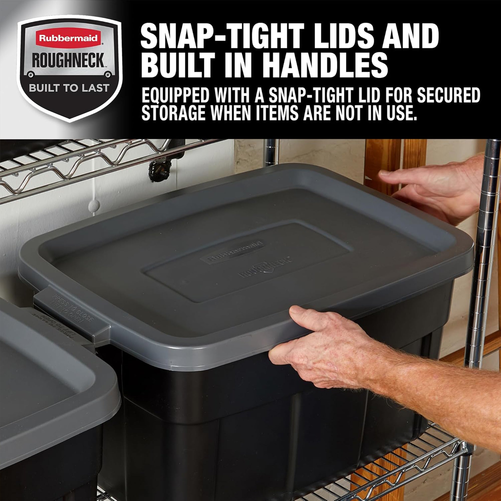 Rubbermaid Roughneck Tote 14 Gallon Storage Container, Black/Cool Gray (6 Pack) - VMInnovations