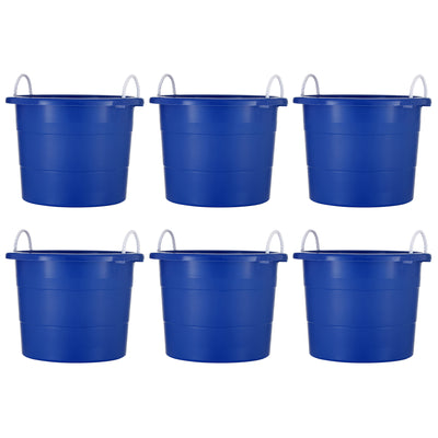 United Solutions 19 Gallon Large Plastic Utility Tub w/ Rope Handle, Blue 6 Pack - VMInnovations