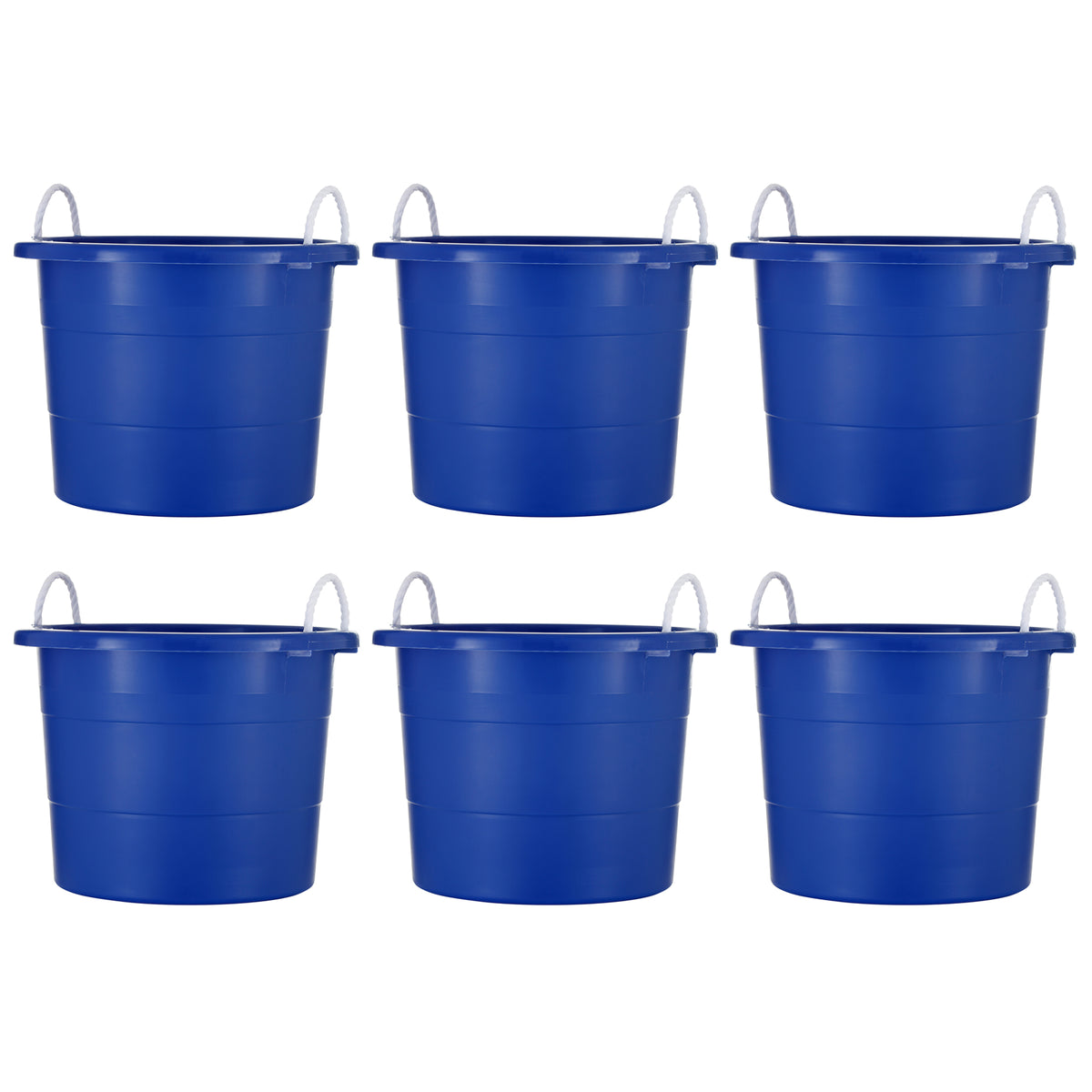 United Solutions 19 Gallon Large Plastic Utility Tub w/ Rope Handle, Blue 6 Pack (Refurbished)
