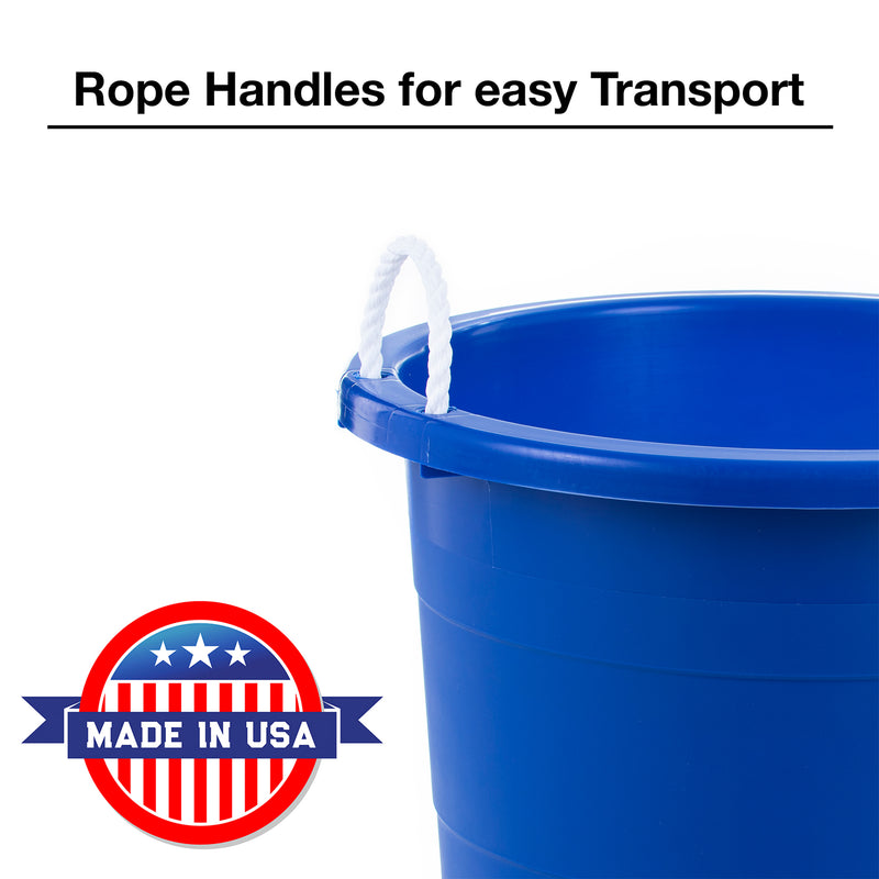 United Solutions 19 Gallon Large Plastic Utility Tub w/ Rope Handle, Blue 6 Pack - VMInnovations