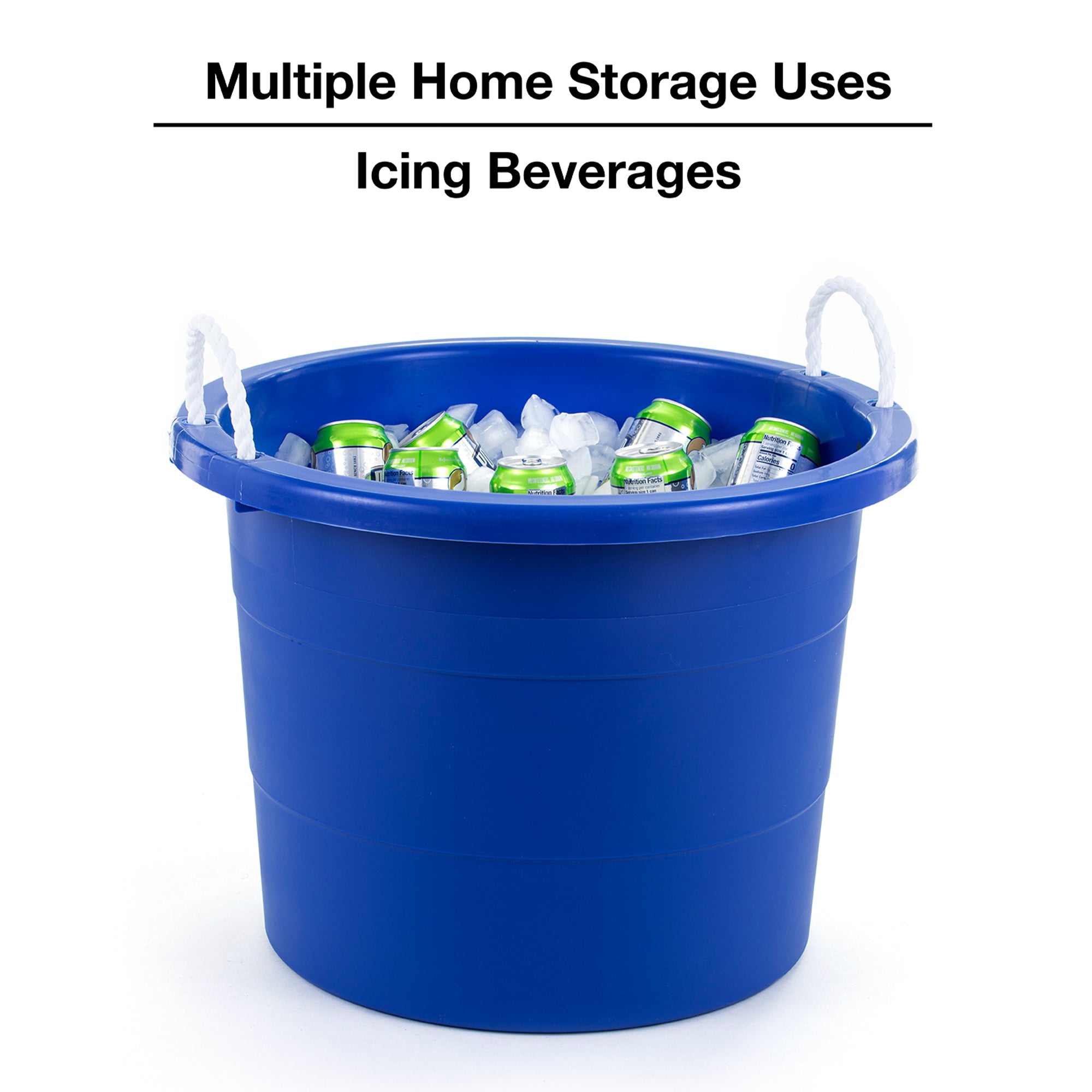 United Solutions 19 Gallon Large Plastic Utility Tub w/ Rope Handle, Blue 6 Pack - VMInnovations
