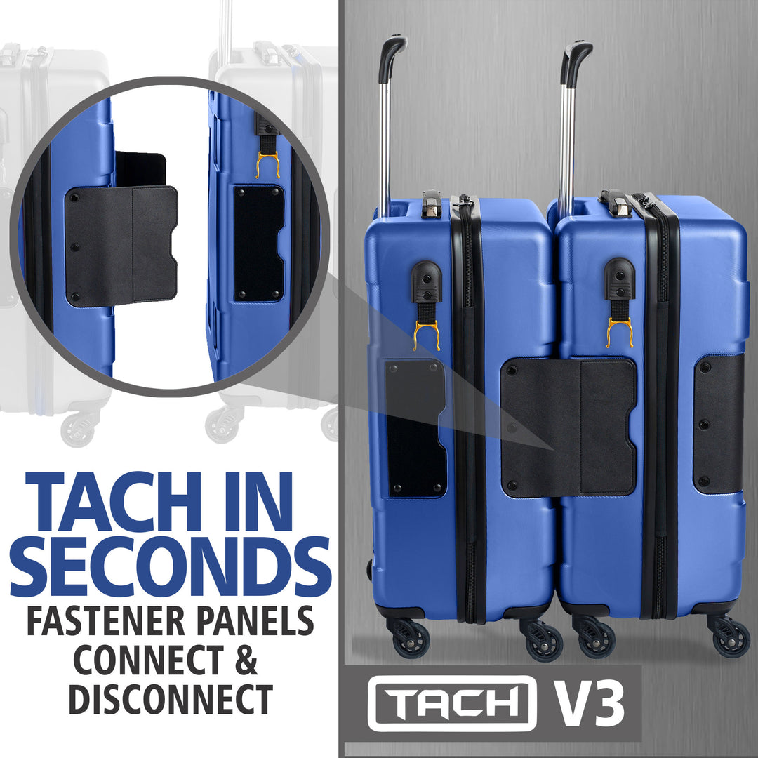 TACH V3.1 Connectable Hard Shell Carry On Spinner Suitcase Luggage, Midnight Blue - VMInnovations