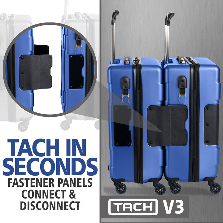 TACH V3.1 Connectable Hard Shell Carry On Spinner Suitcase Luggage, Midnight Blue - VMInnovations