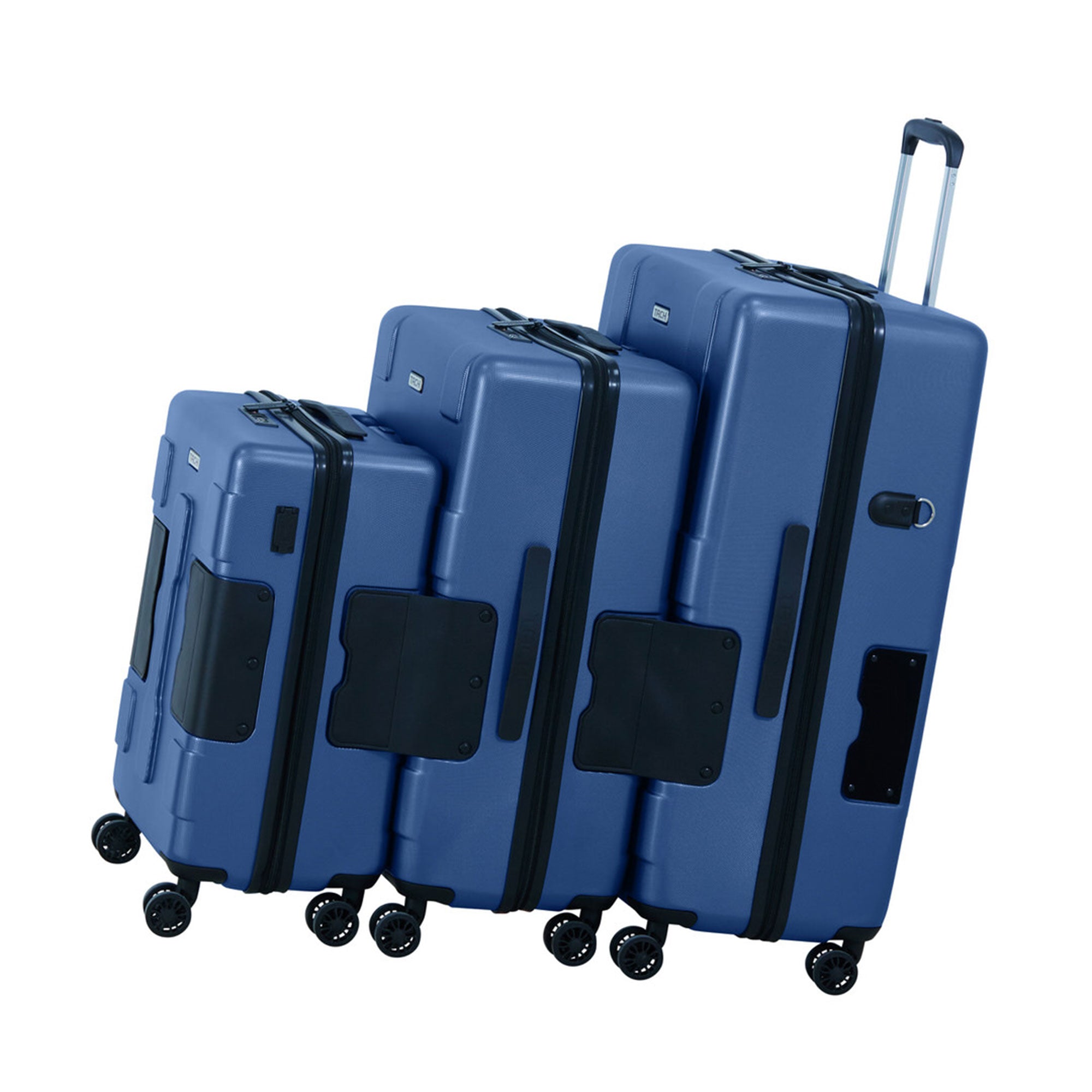 TACH V3 3 Pc Hard Shell Rolling Suitcase Luggage Set, Midnight Blue (Open Box) - VMInnovations