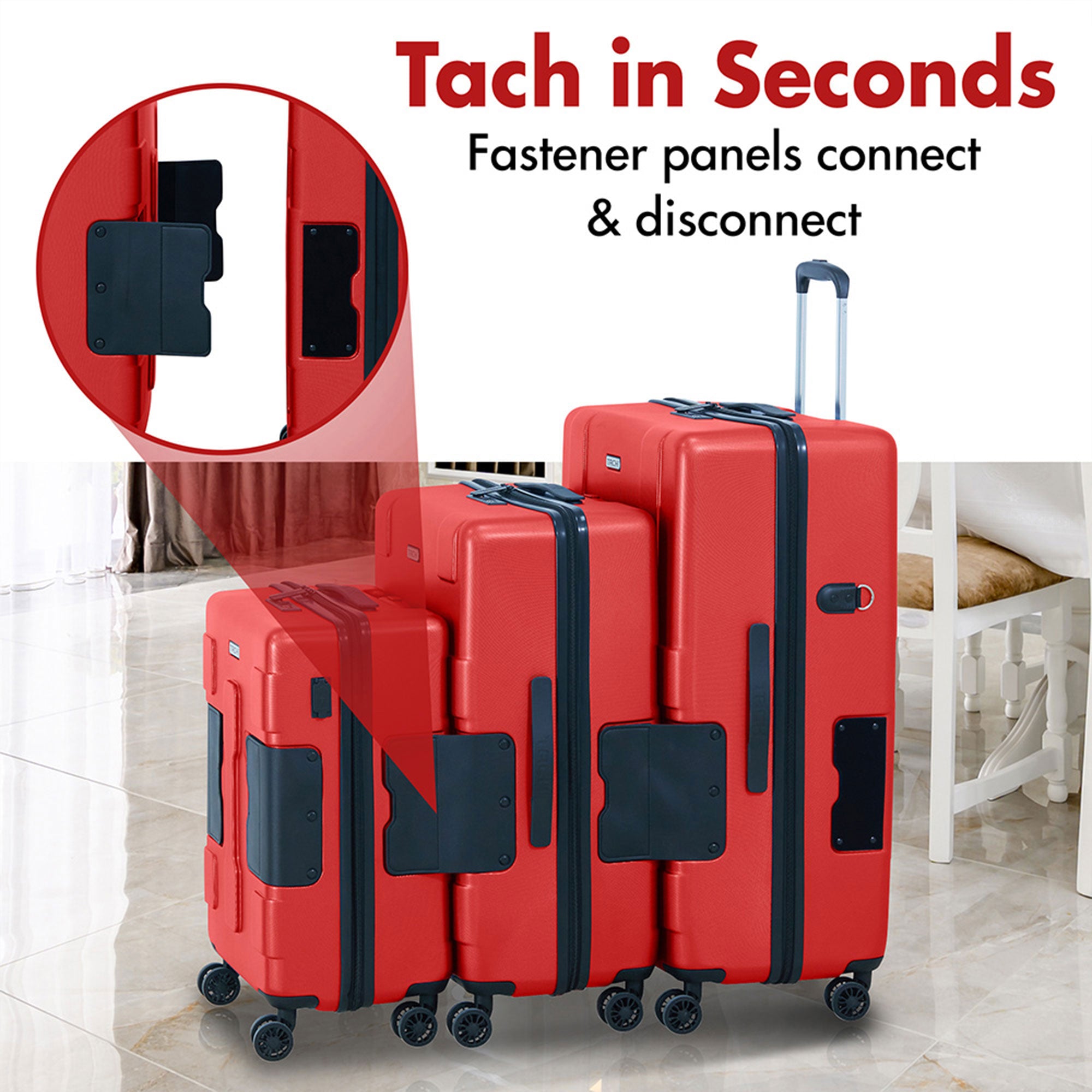 TACH V3 3 Piece Hard Shell Rolling Suitcase Luggage Set w/ Wheels (Open Box) - VMInnovations