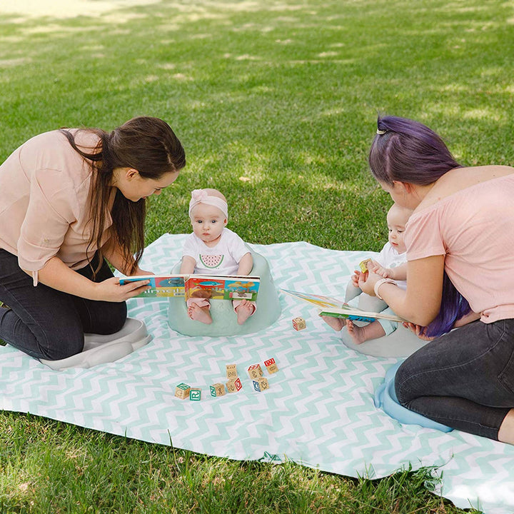 Bumbo Baby Floor Seat, Portable Infant Sit Up Chair w/ Tray Attachment, Hemlock - VMInnovations