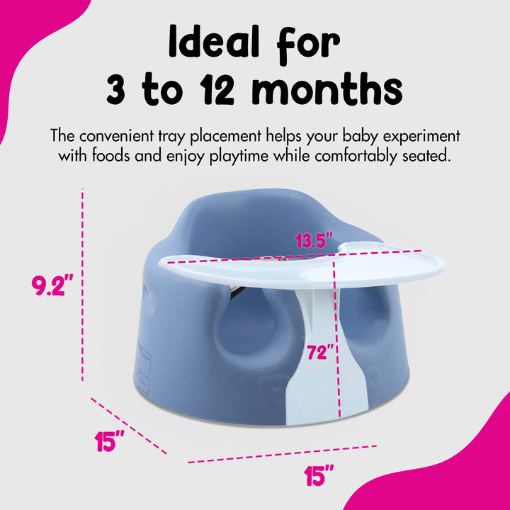 Bumbo Baby Infant Soft Foam Floor Seat w/ Play Top Tray Attachment, Powder Blue