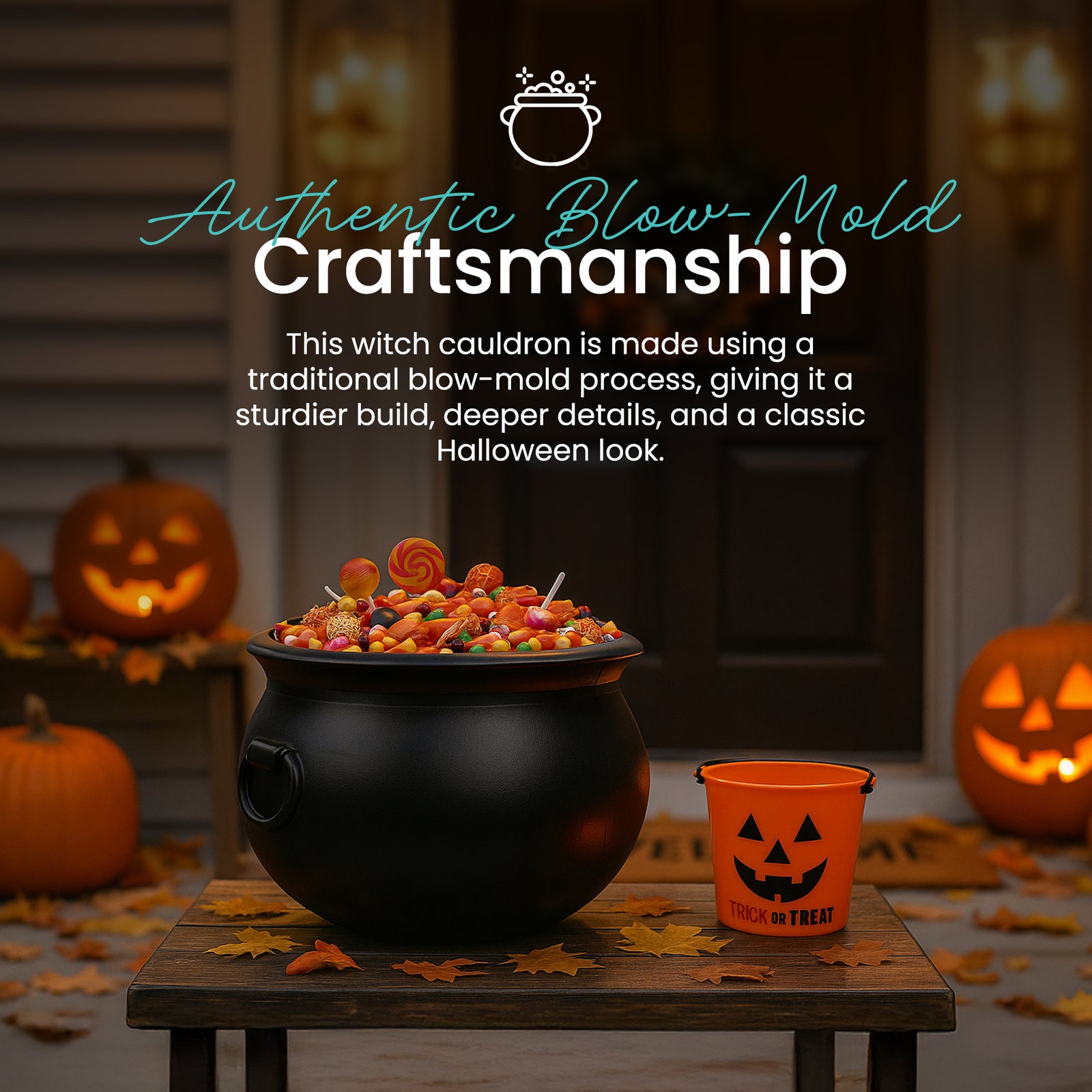 Union Products 55160 16 Inch Witch Cauldron Spooky Halloween Decoration, Black - VMInnovations