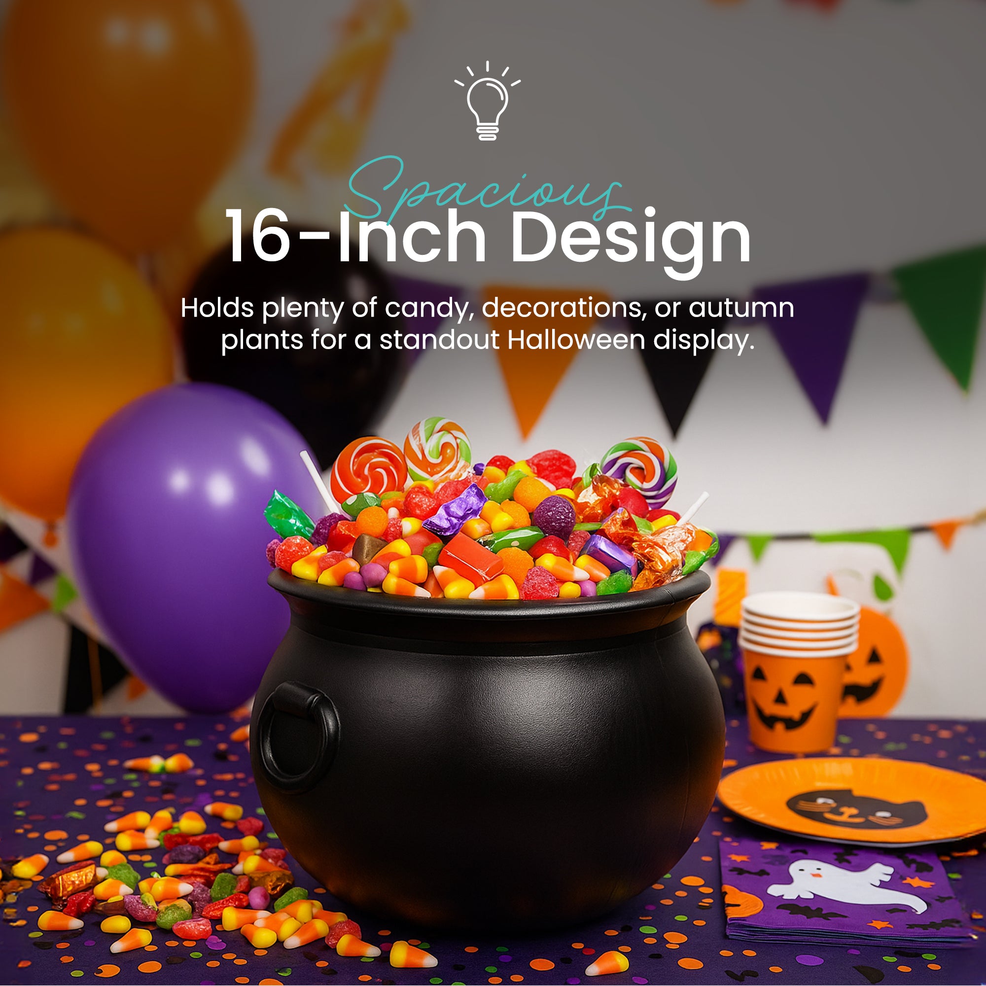 Union Products 55160 16 Inch Witch Cauldron Halloween Decoration, Black (2 Pack) - VMInnovations