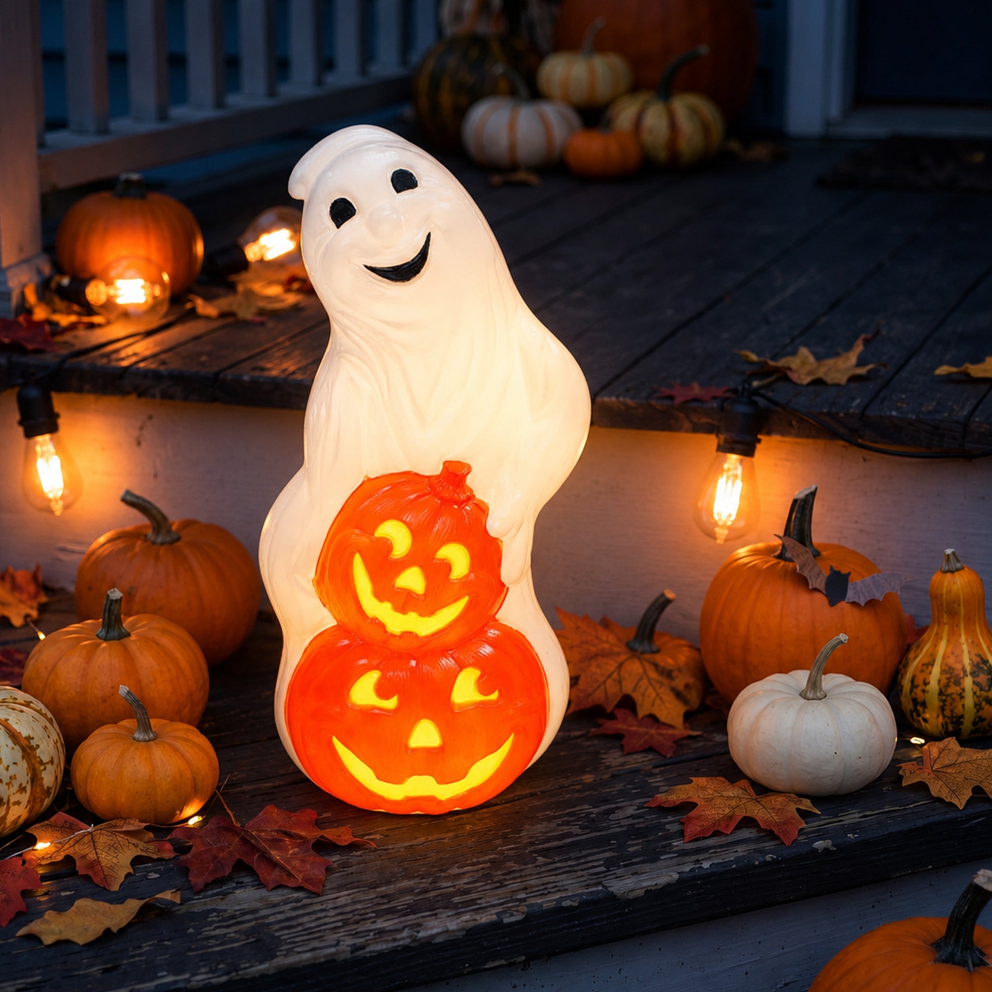 Union Products 56480 Light Up Ghost and Pumpkin Halloween Outdoor Decoration