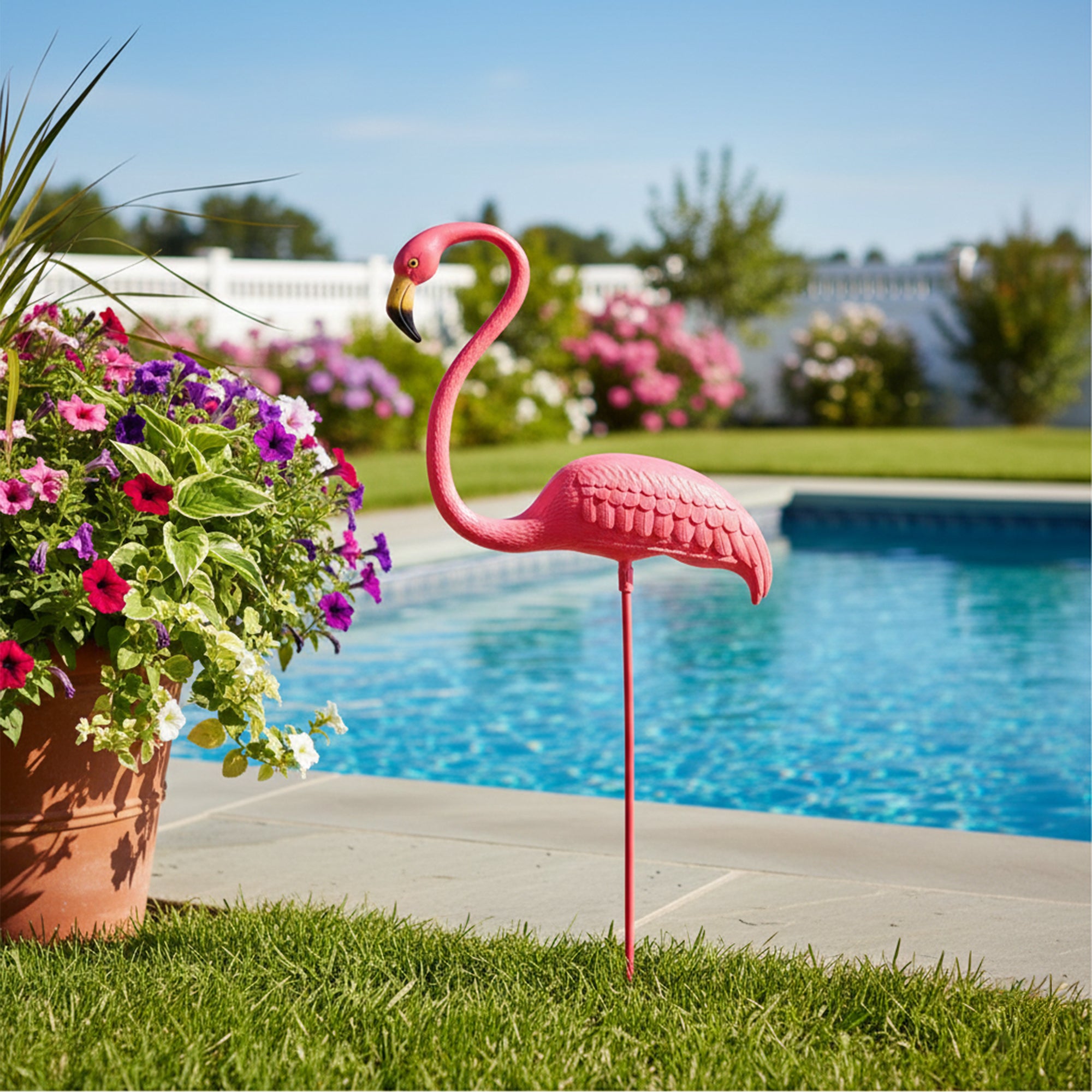 Union Products Outdoor Featherstone Flamingo Yard Lawn Ornament, (Open Box) - VMInnovations