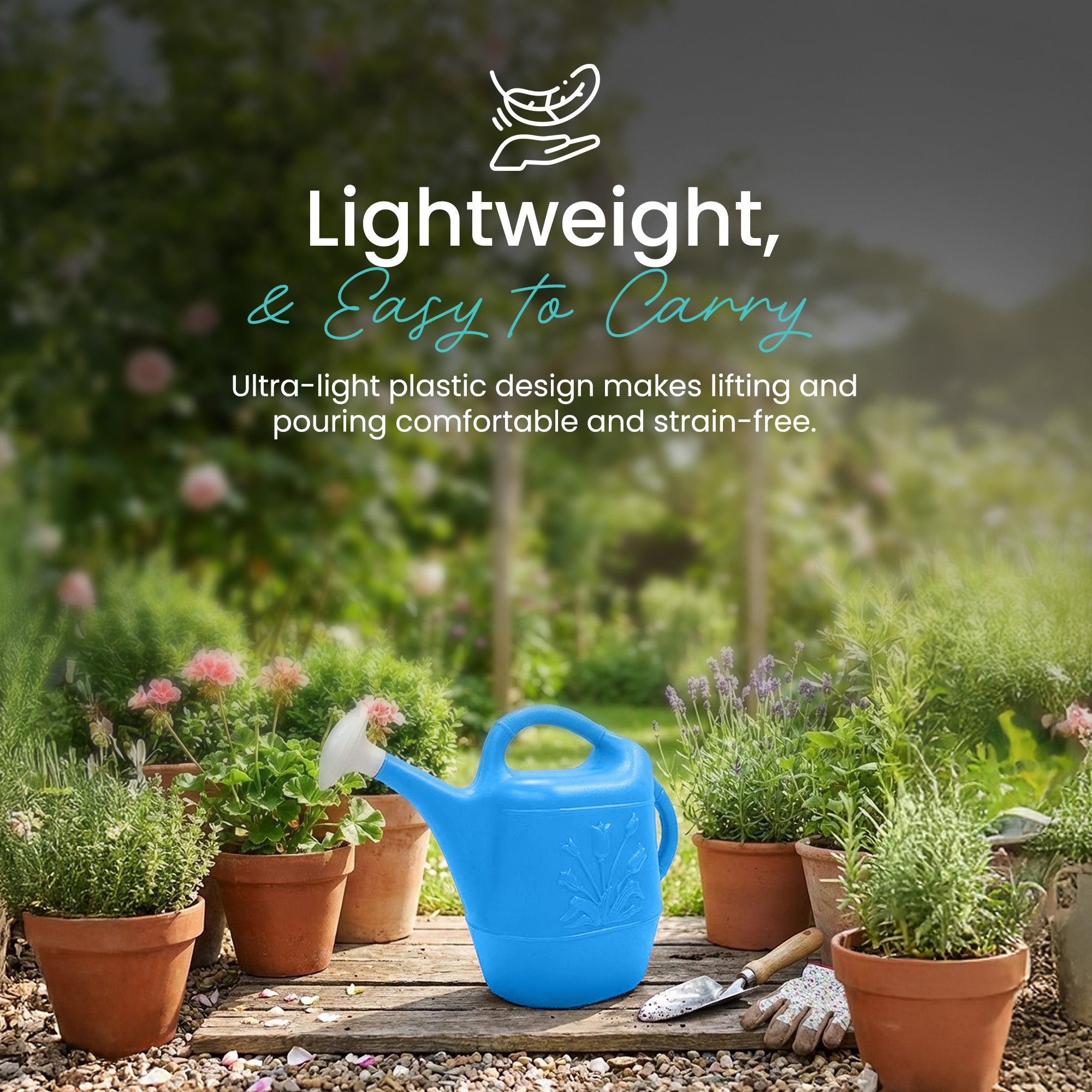 Union Products 63066 Plants & Garden 2 Gal Plastic Watering Can, Caribbean Blue