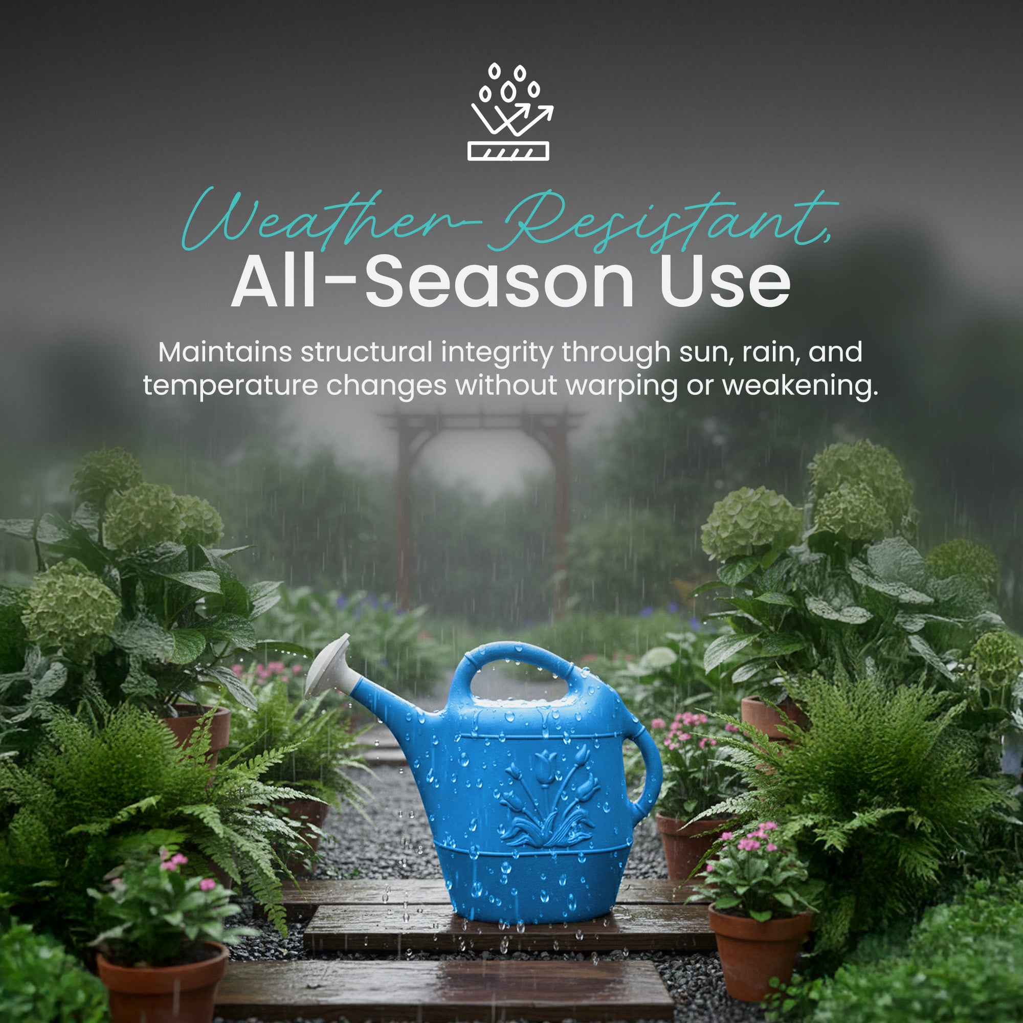 Union Products 63066 Plants & Garden 2 Gal Plastic Watering Can, Caribbean Blue