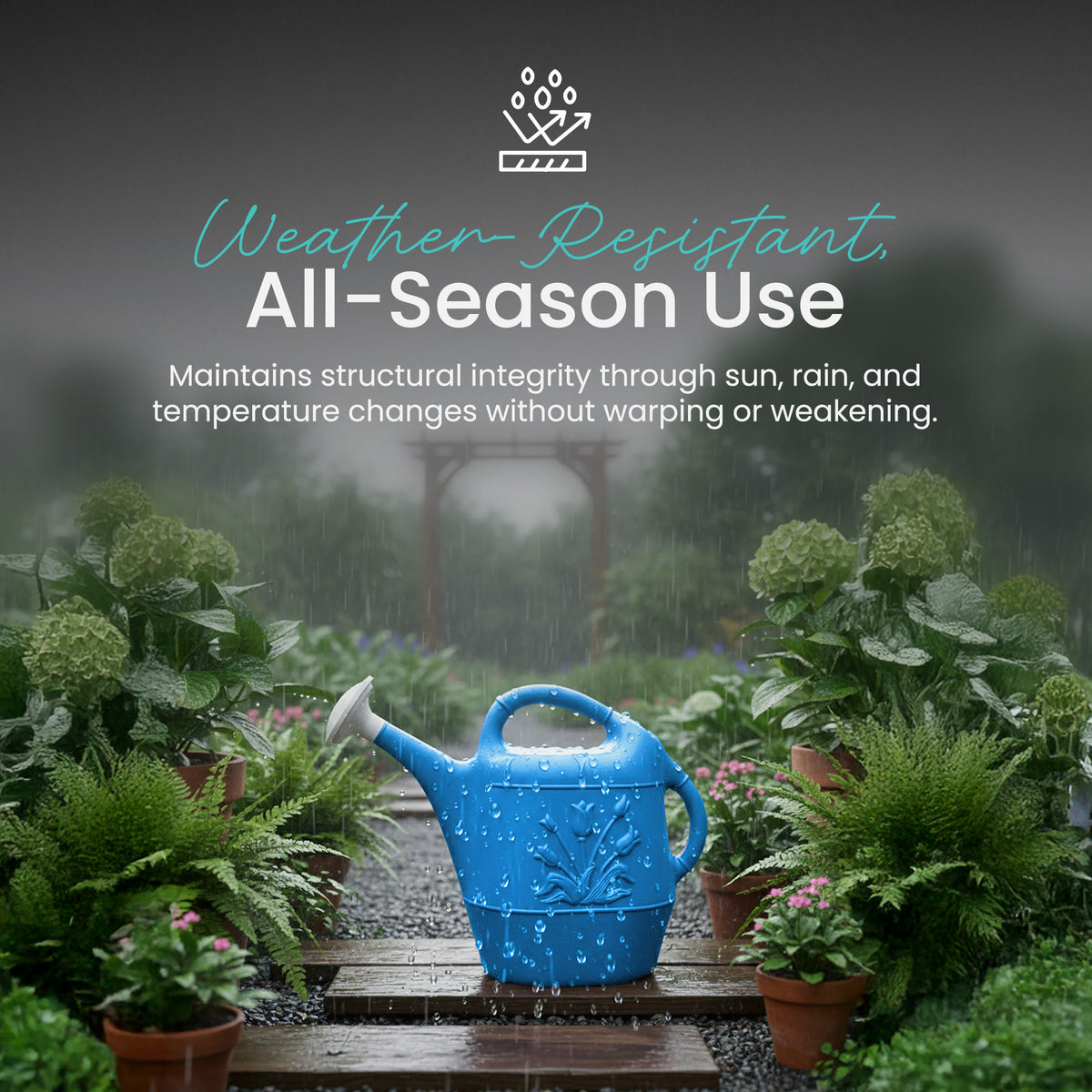 Union Products 63066 Plants & Garden 2 Gal Plastic Watering Can, Caribbean Blue