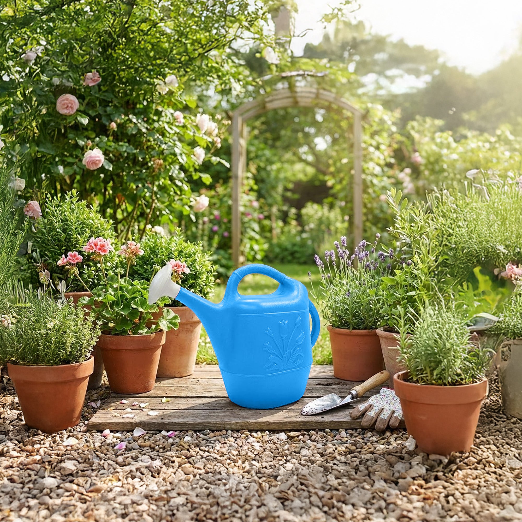 Union Products 63066 Plants & Garden 2 Gal Plastic Watering Can, Caribbean Blue