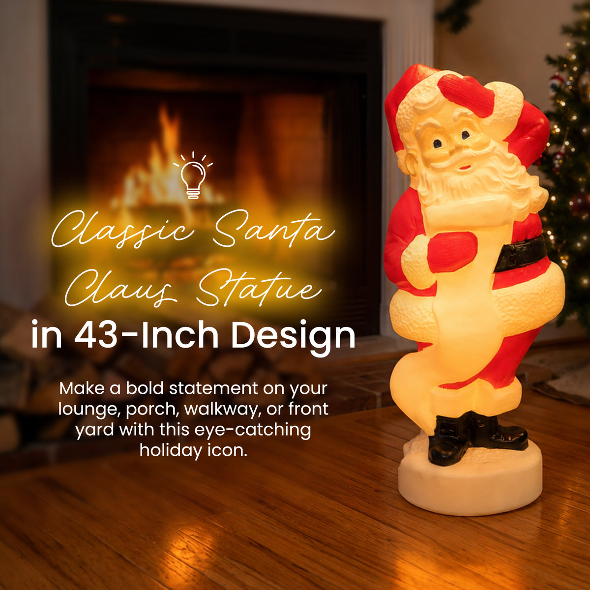 Union Products 75180 43" Tall Santa Claus Light Up Statue Holiday Festive Decor