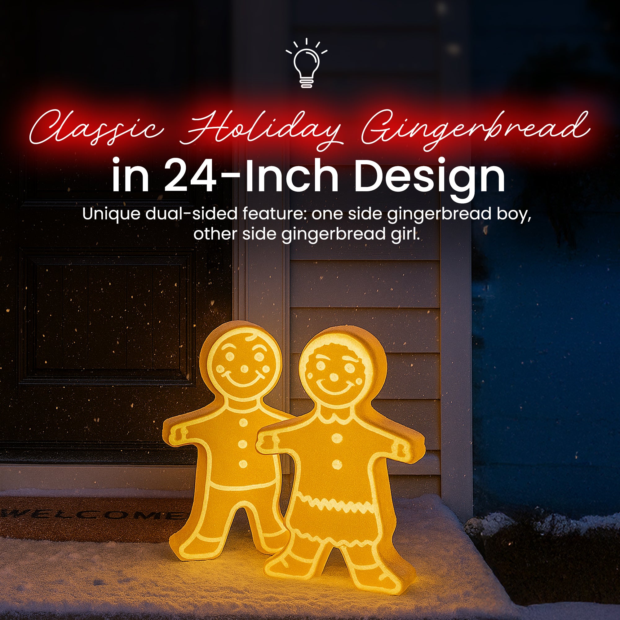 Union Products Reversible Holiday Gingerbread, Outdoor Light Up Christmas Decor - VMInnovations
