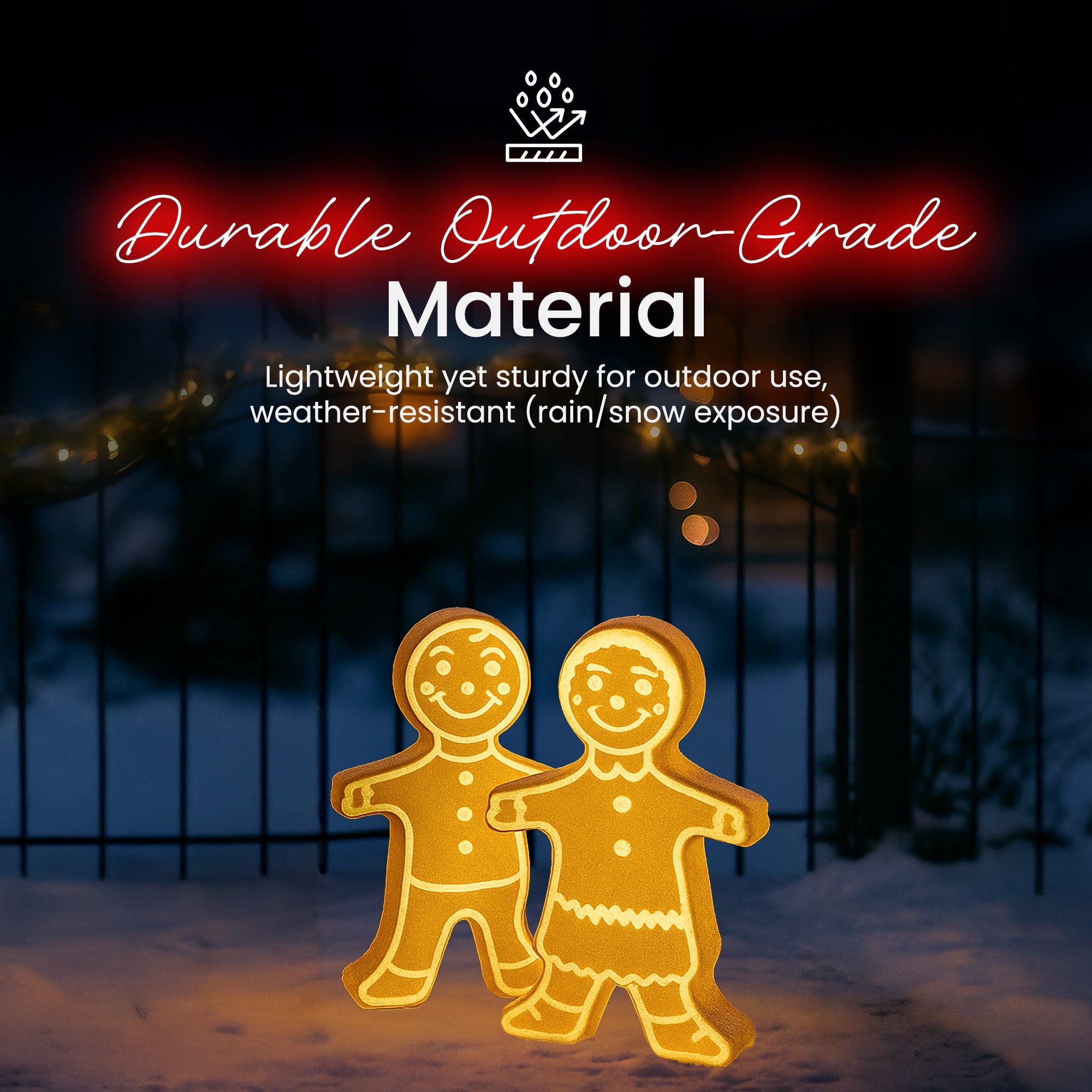 Union Products Reversible Holiday Gingerbread, Outdoor Light Up Christmas Decor - VMInnovations