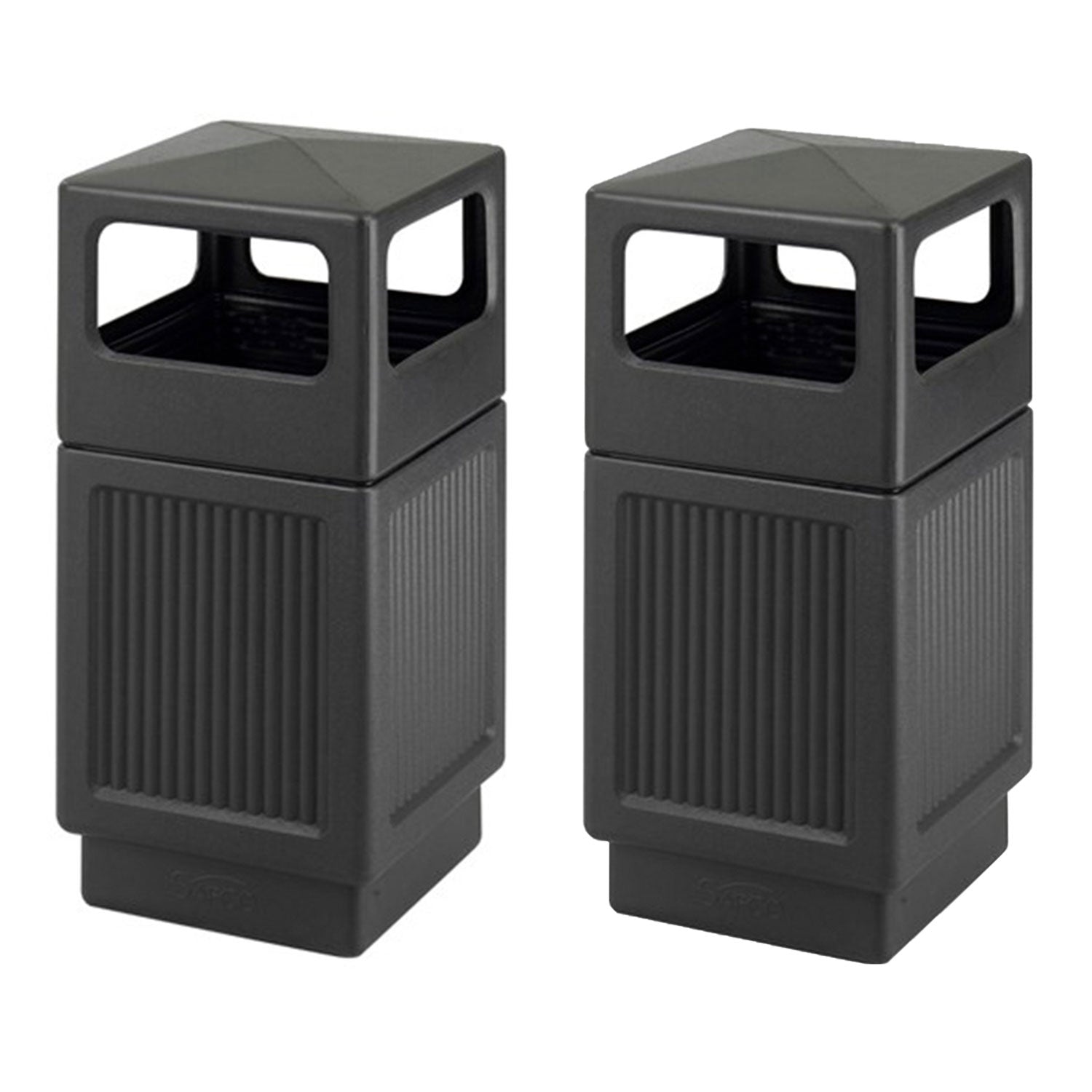 Safco Canmeleon Outdoor and Indoor Recessed Panel Trash Can, 38 Gallon (2 Pack)