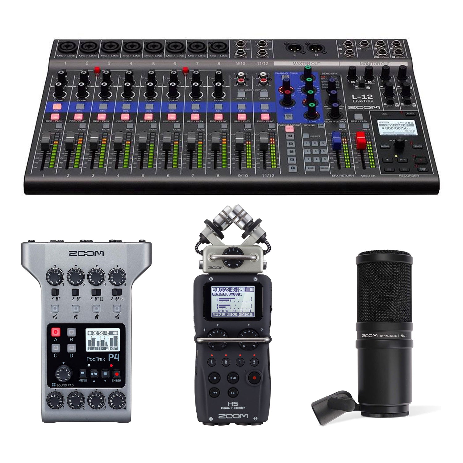 Zoom LiveTrak 12 Channel Professional Digital Mixer Recorder Set and Microphone