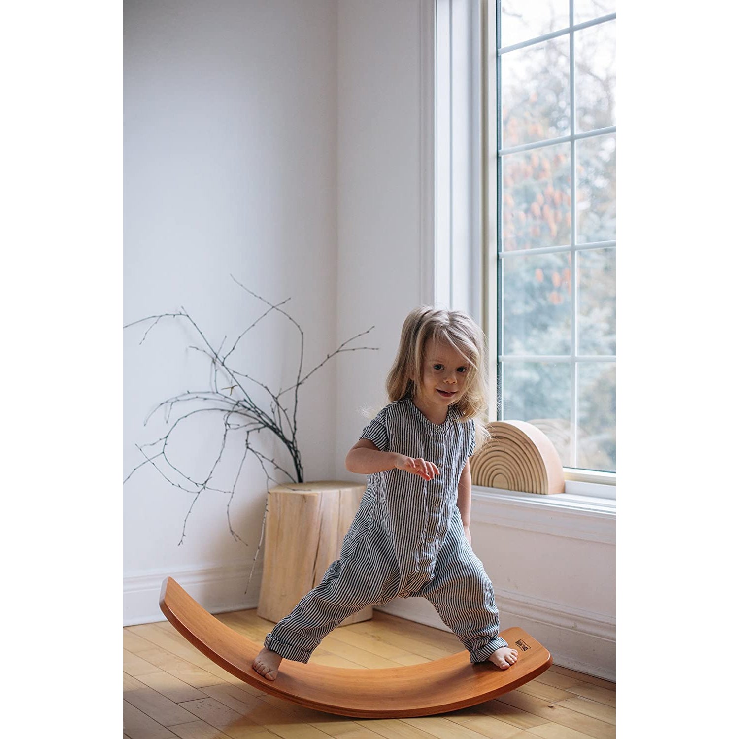 Kinderfeets Kinderboard Versatile Waldorf Wood Balance Board, Rose (Used)