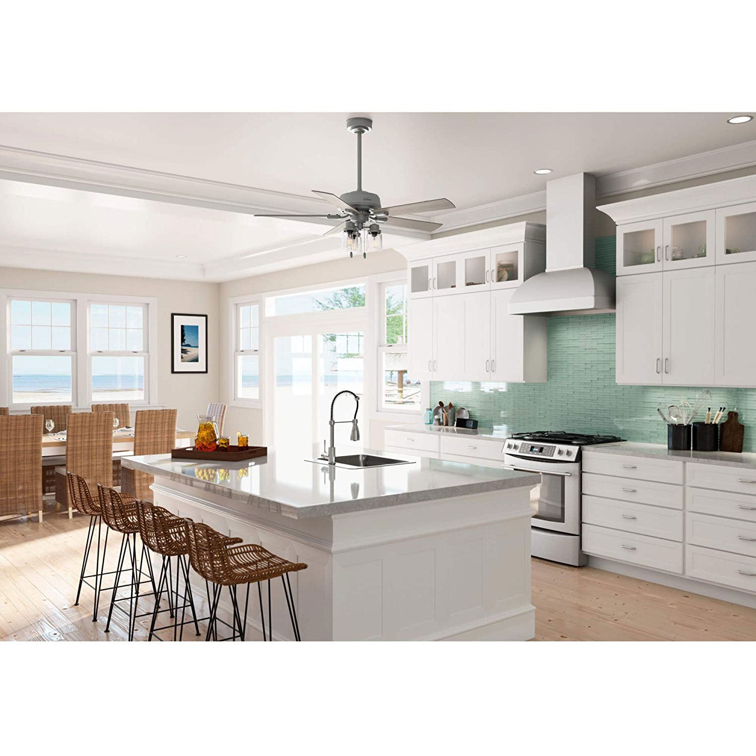 Hunter Fan Company Hartland 52" Indoor Home Low Profile Ceiling Fan w/ LED Light