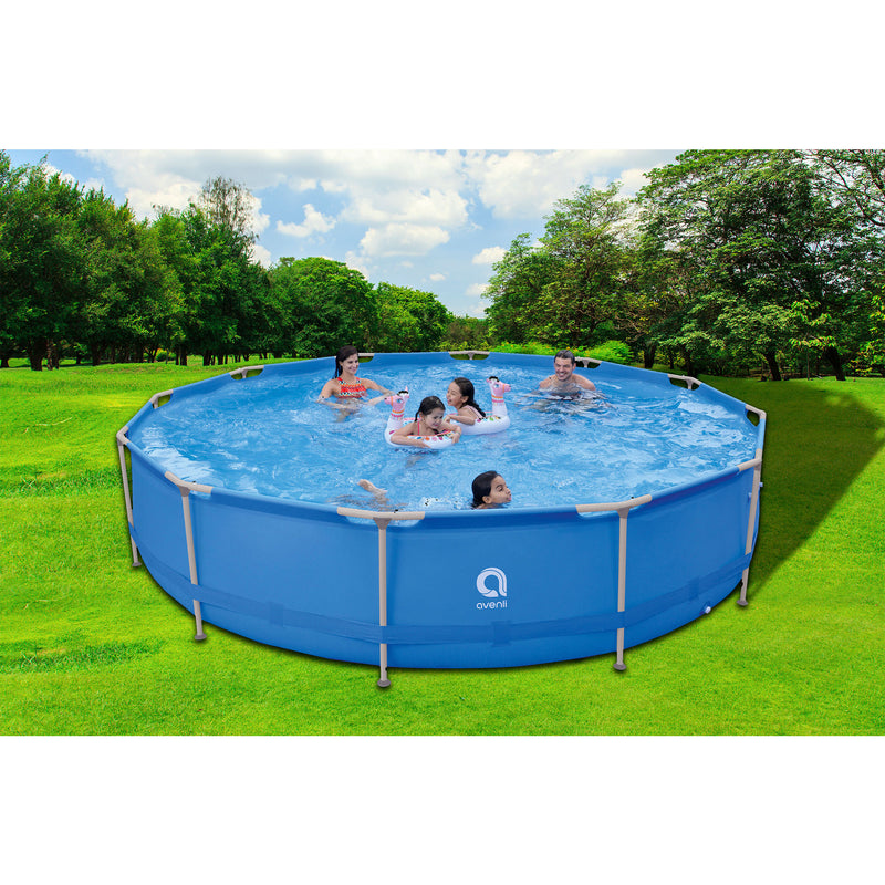 JLeisure Avenli 15 Foot x 36 Inch Steel Frame LamTech Above Ground Swimming Pool