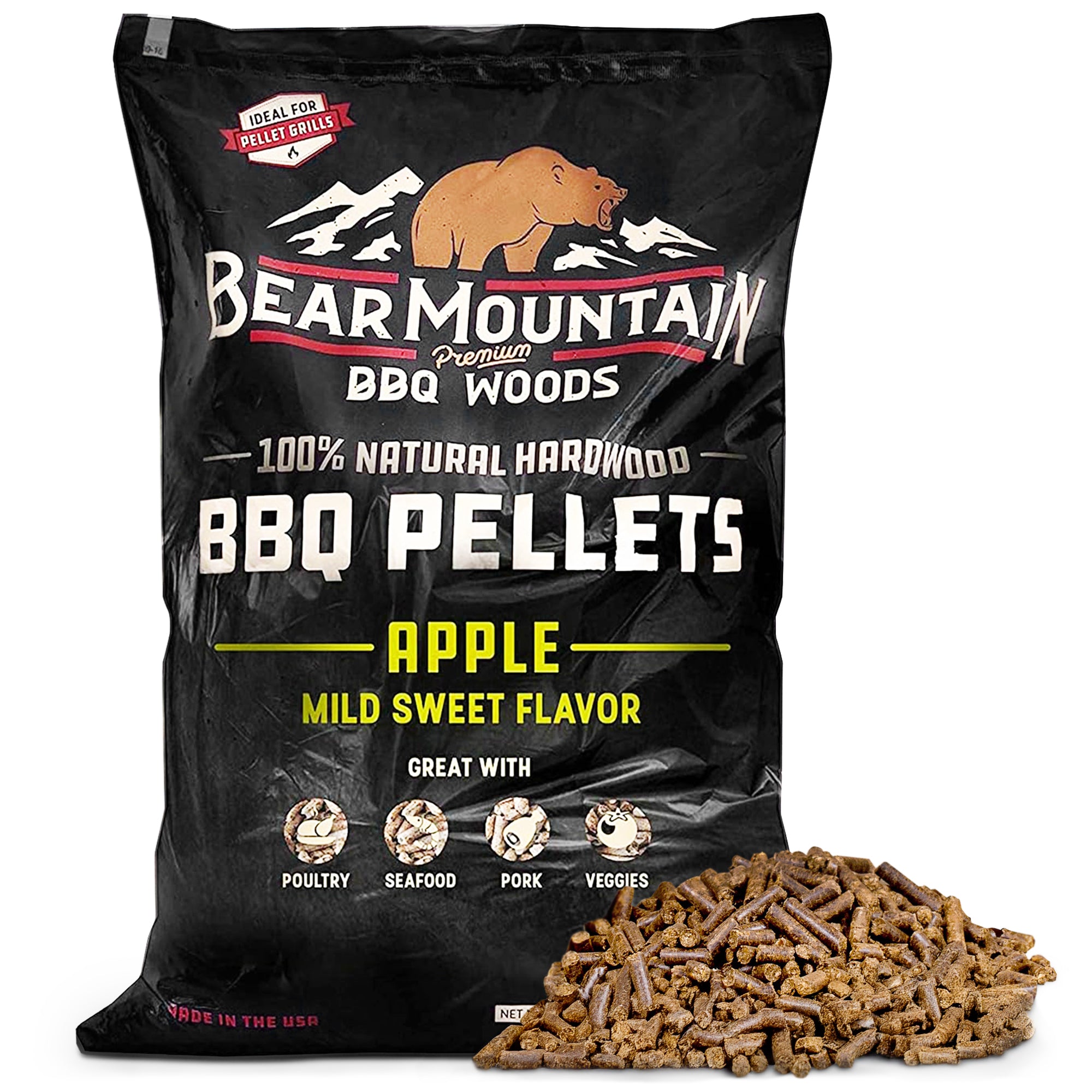 Bear Mountain BBQ Premium All Natural Hardwood Apple Smoker Pellets, 40 Pounds - VMInnovations