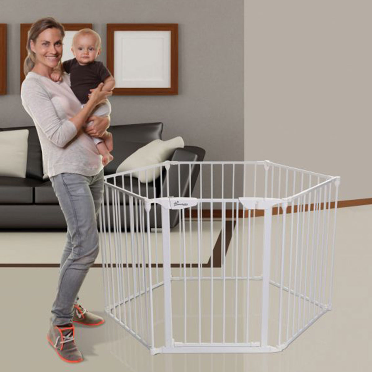 Dreambaby L2020BB Mayfair Converta 147.5 Inch 3 in 1 Baby Gate Playpen, White - VMInnovations