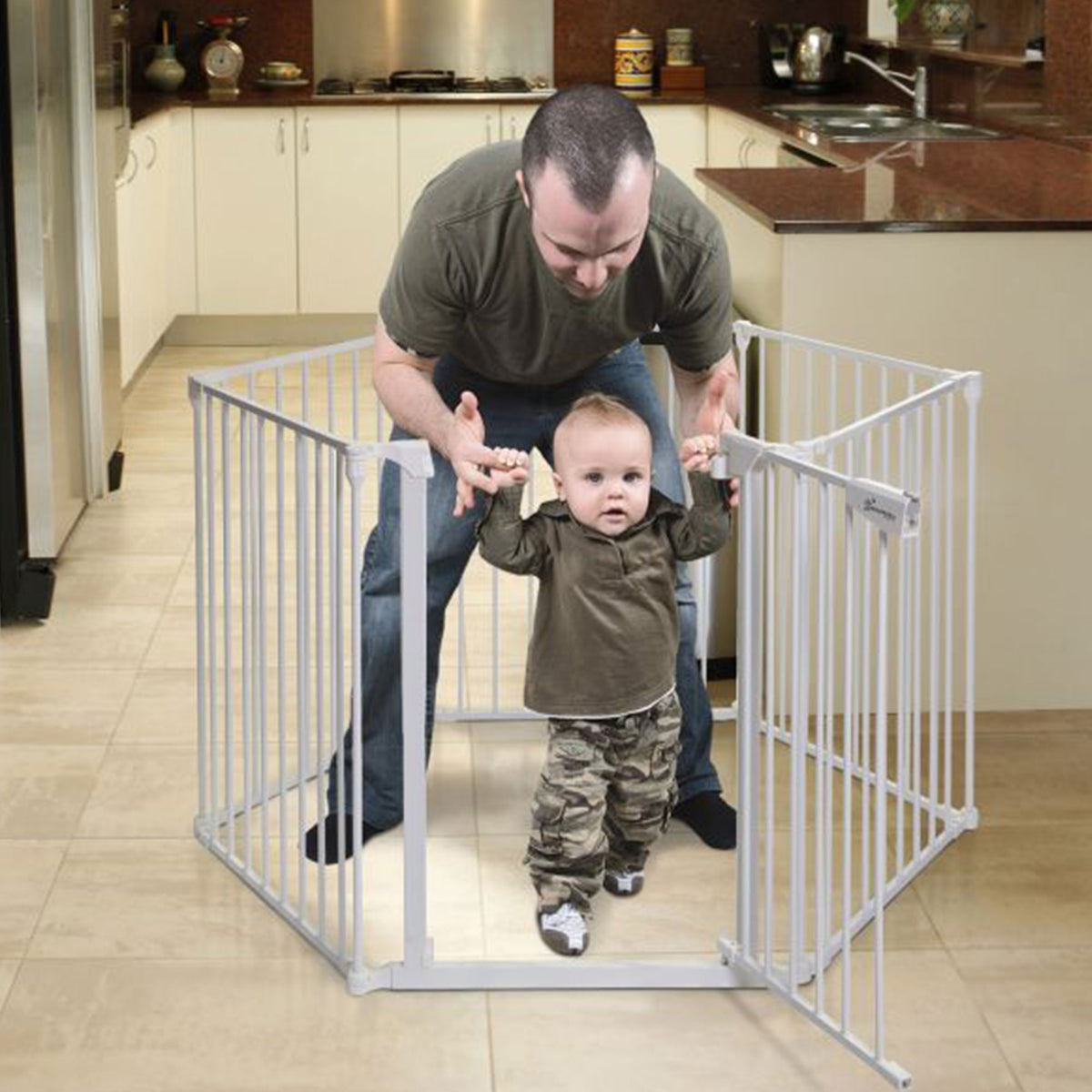 Dreambaby L2020BB Mayfair Converta 147.5 Inch 3 in 1 Baby Gate Playpen, White - VMInnovations