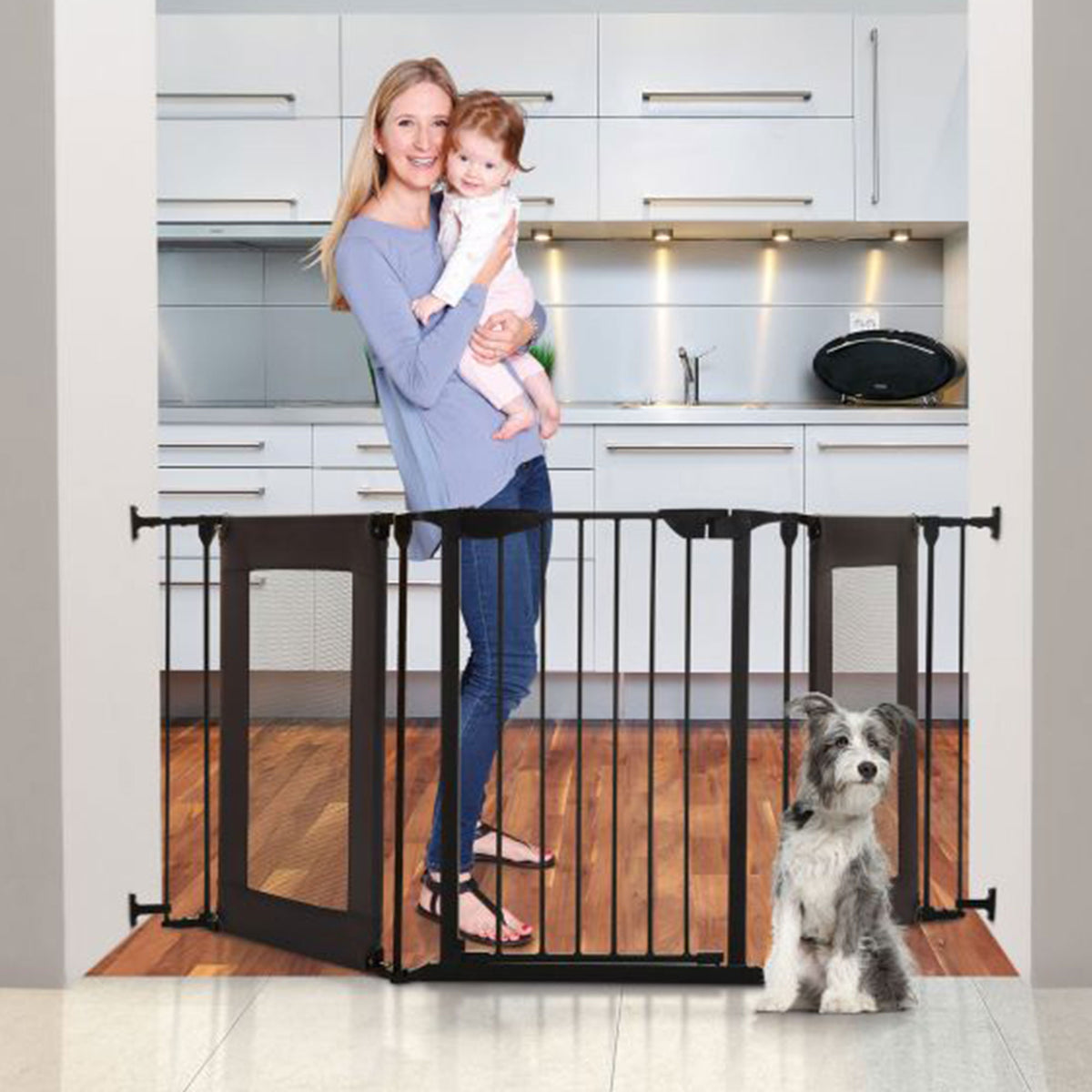 Dreambaby L2060BB Denver Adapta 79 Inches Baby Safety Gate Mesh Barrier, Black - VMInnovations