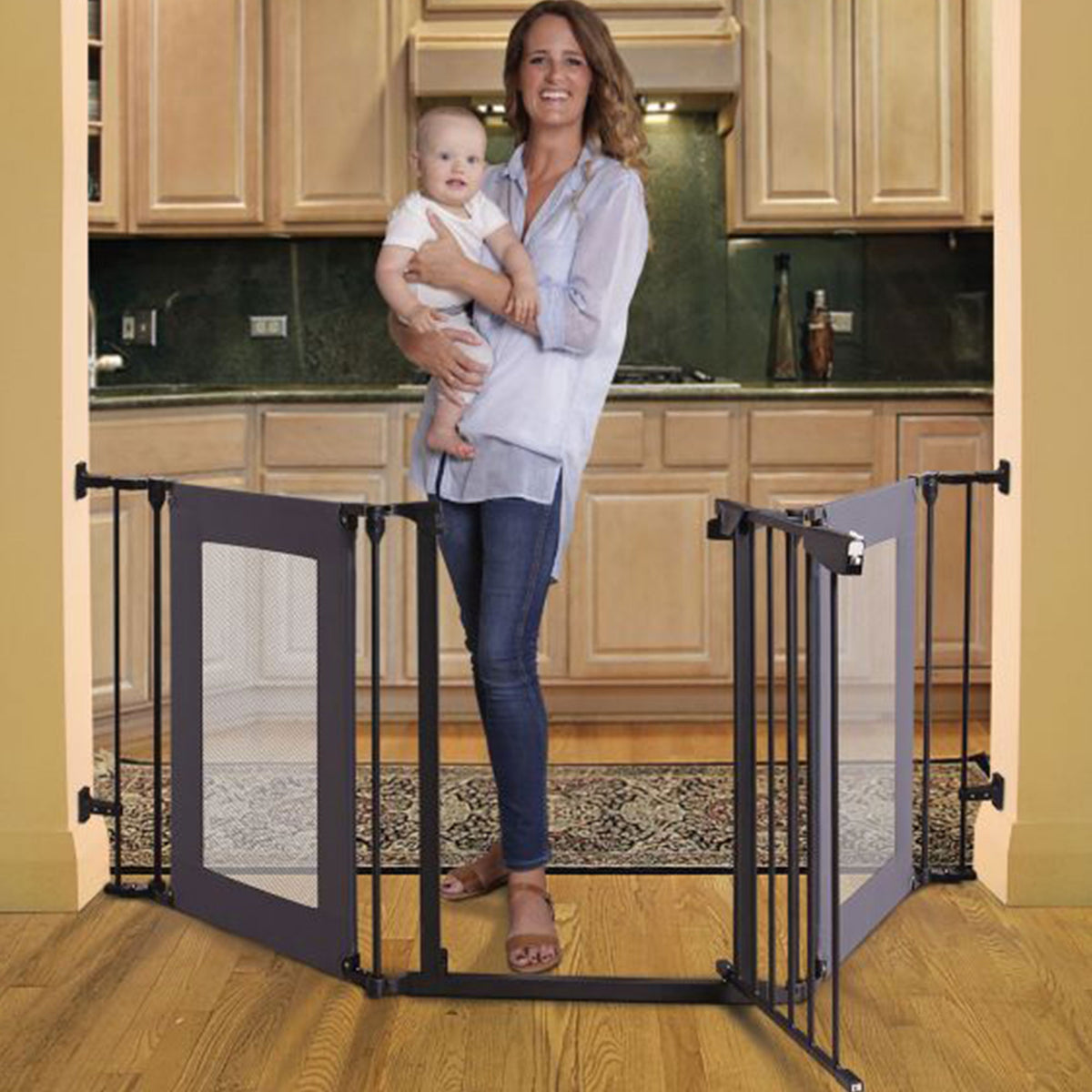 Dreambaby L2060BB Denver Adapta 79 Inches Baby Safety Gate Mesh Barrier, Black - VMInnovations