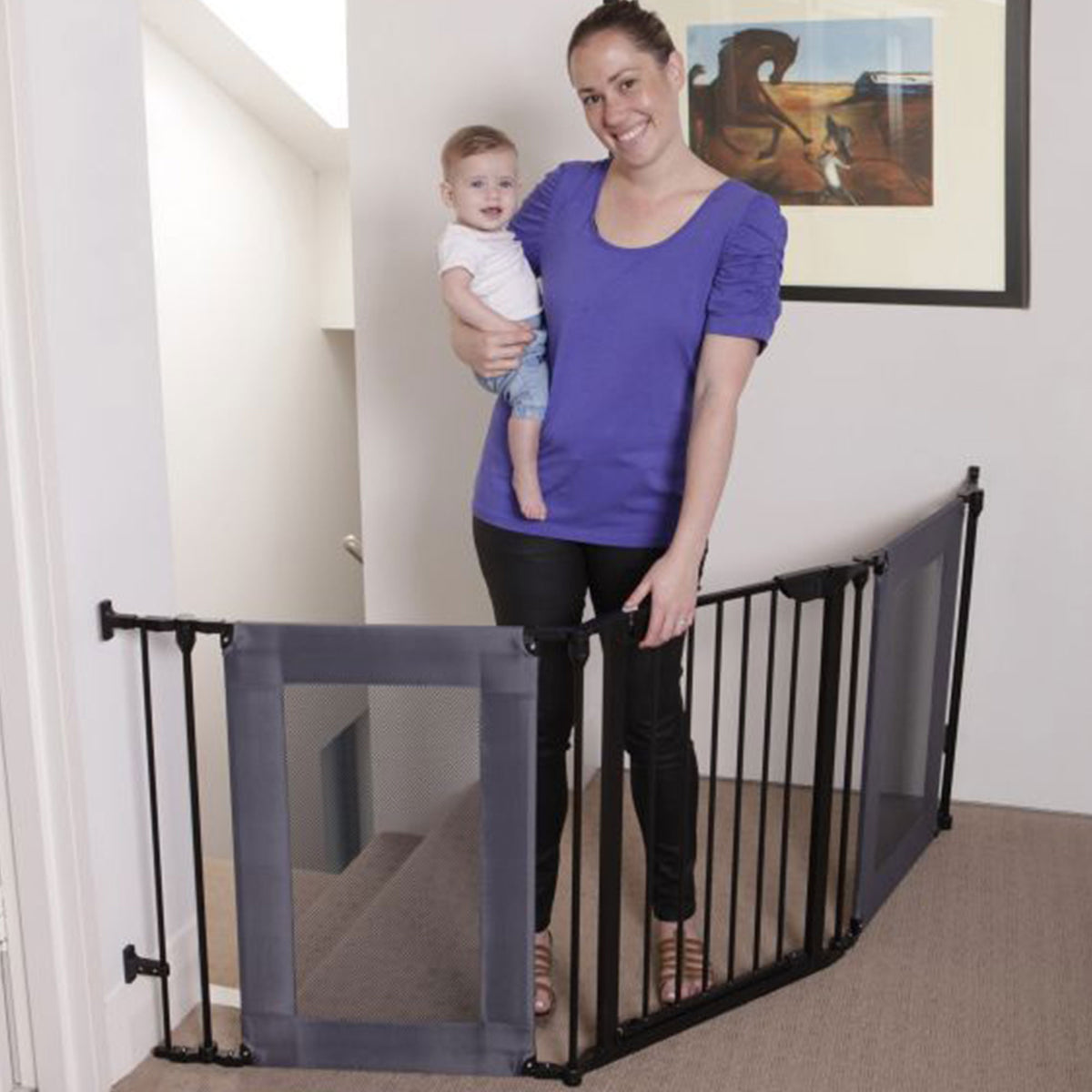 Dreambaby L2060BB Denver Adapta 79 Inches Baby Safety Gate Mesh Barrier, Black - VMInnovations