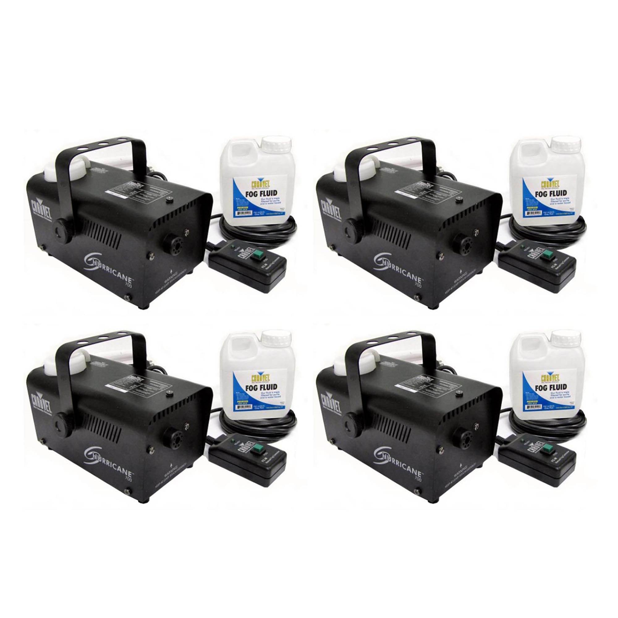 Chauvet DJ Hurricane Pro Fog Smoke Machine with Fog Fluid and Remote (4 Pack)