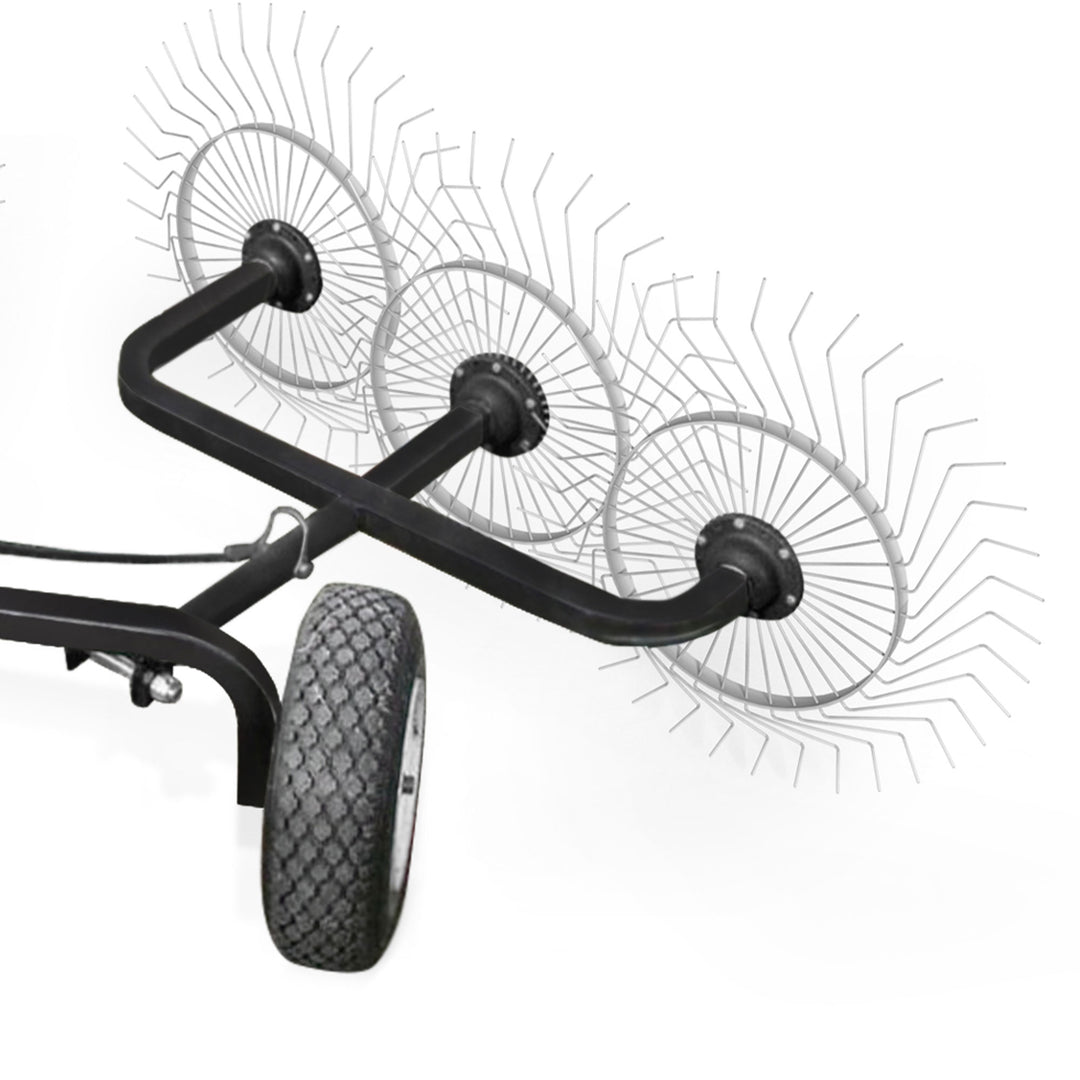 Yard Tuff 60” Steel Tow Behind Acreage Rake Lawn Sweeper with Pin Style Hitch - VMInnovations