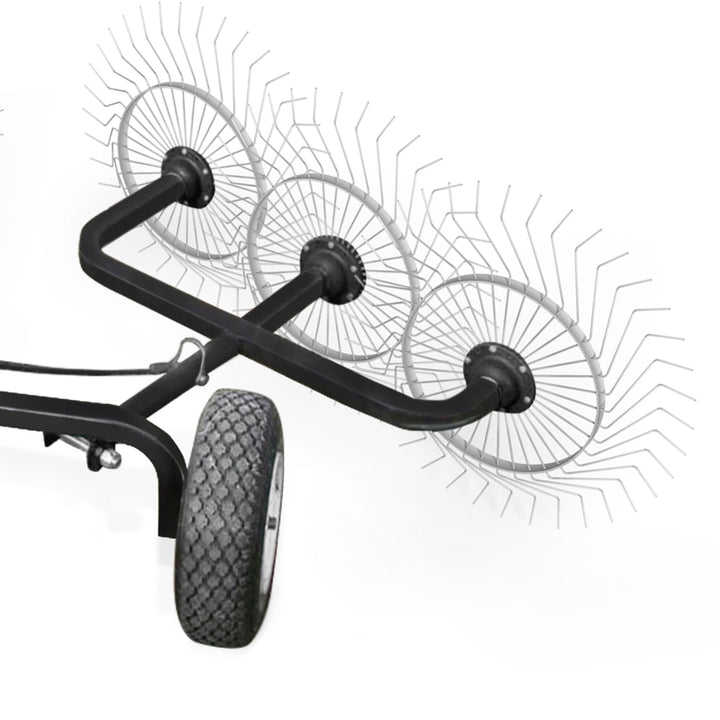 Yard Tuff 60” Steel Tow Behind Acreage Rake Lawn Sweeper with Pin Style Hitch - VMInnovations